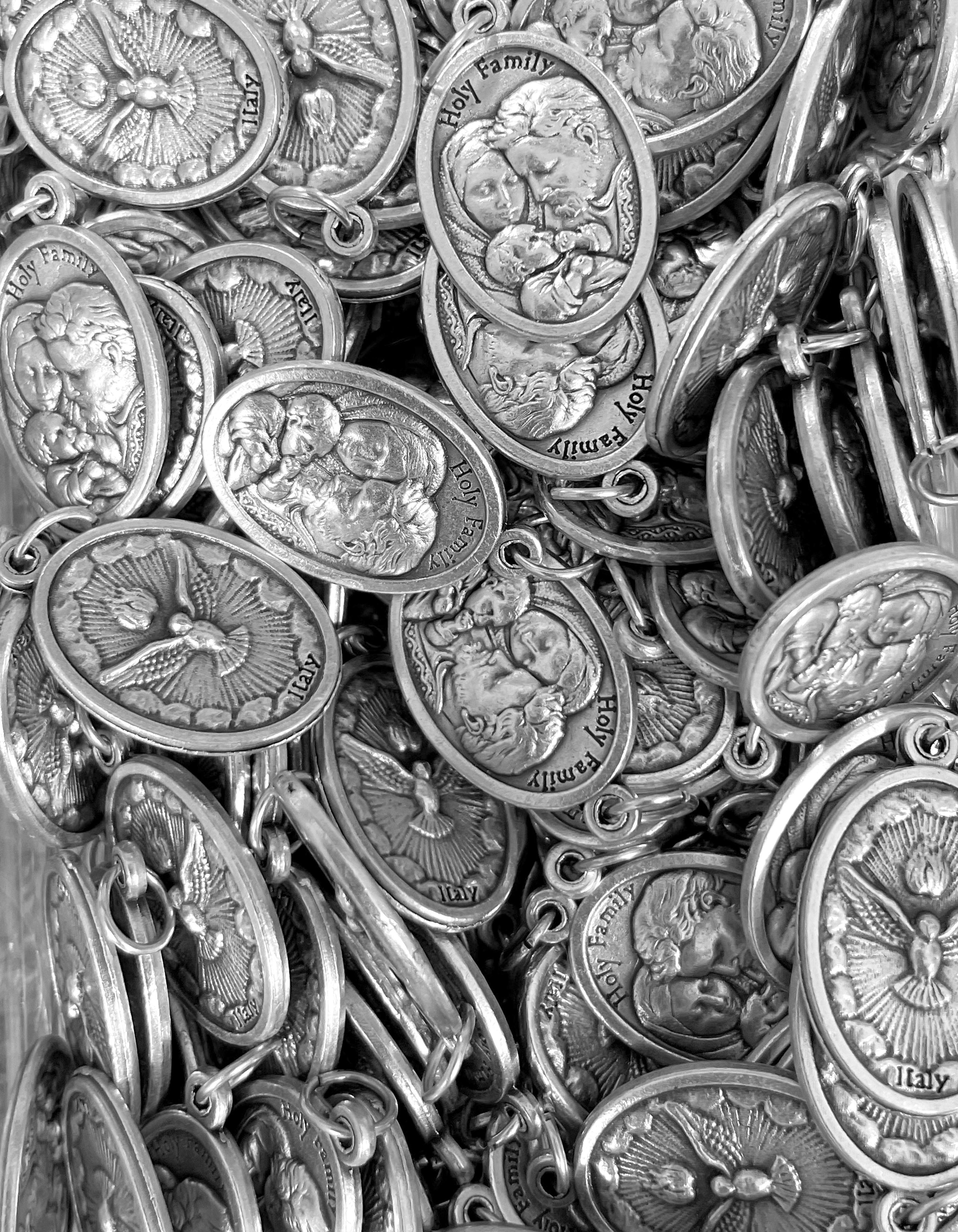 Pack of 12 Saints Medals in oxidized silver made in Italy 1.0" x 0.7"