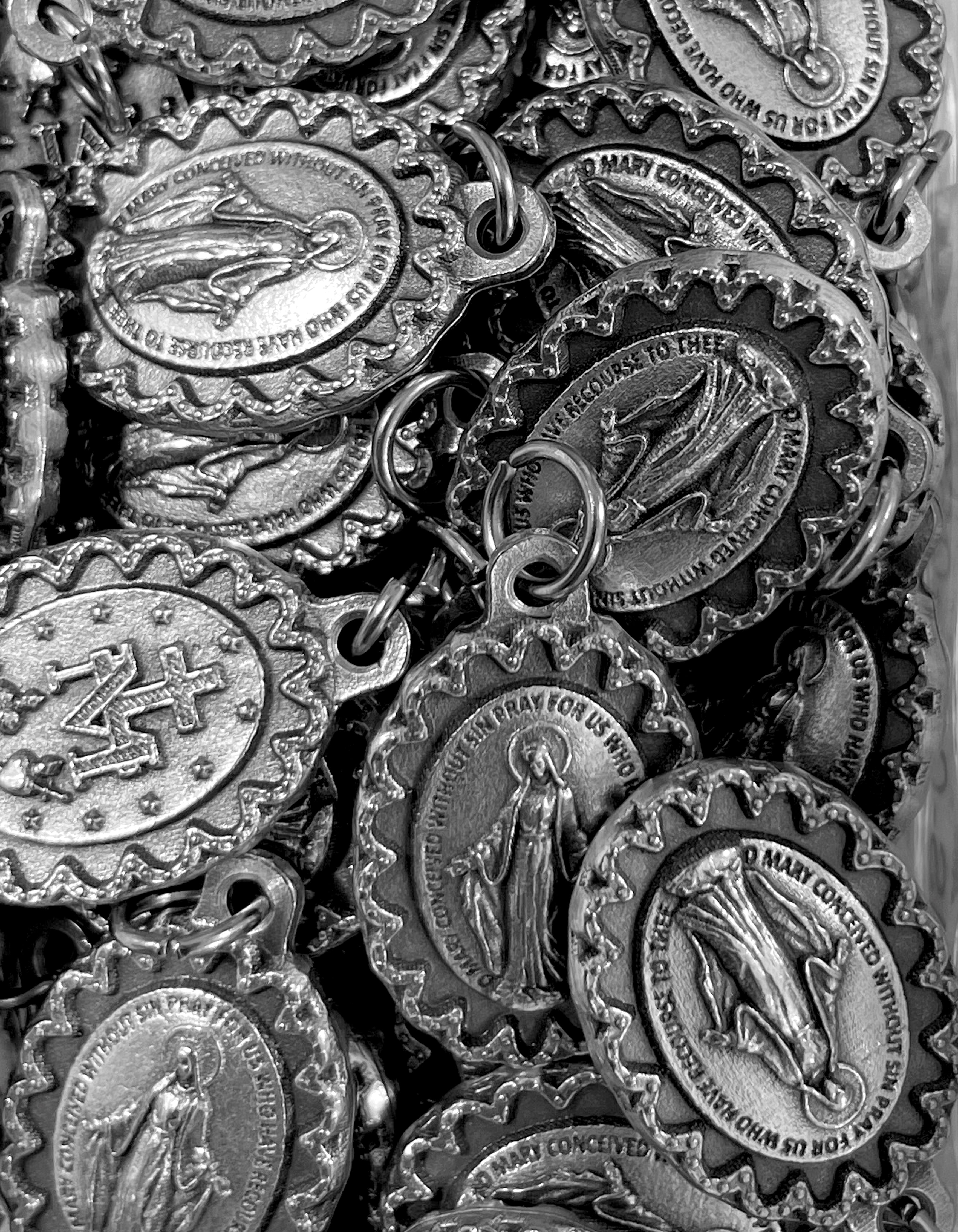 Pack of 12 Saints Medals in oxidized silver made in Italy 1.0" x 0.7"