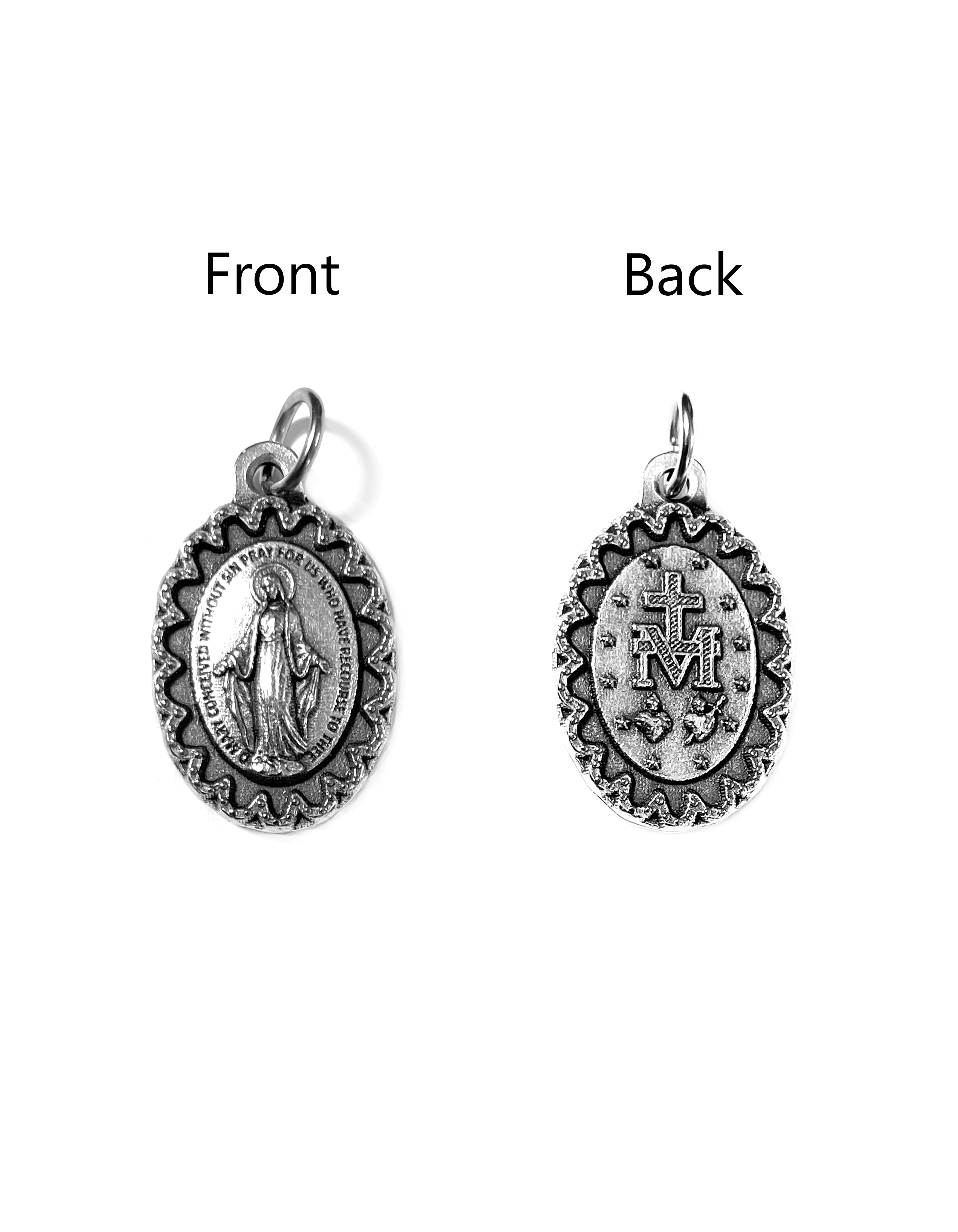 Saints Medals in oxidized silver made in Italy 1.0" x 0.7"