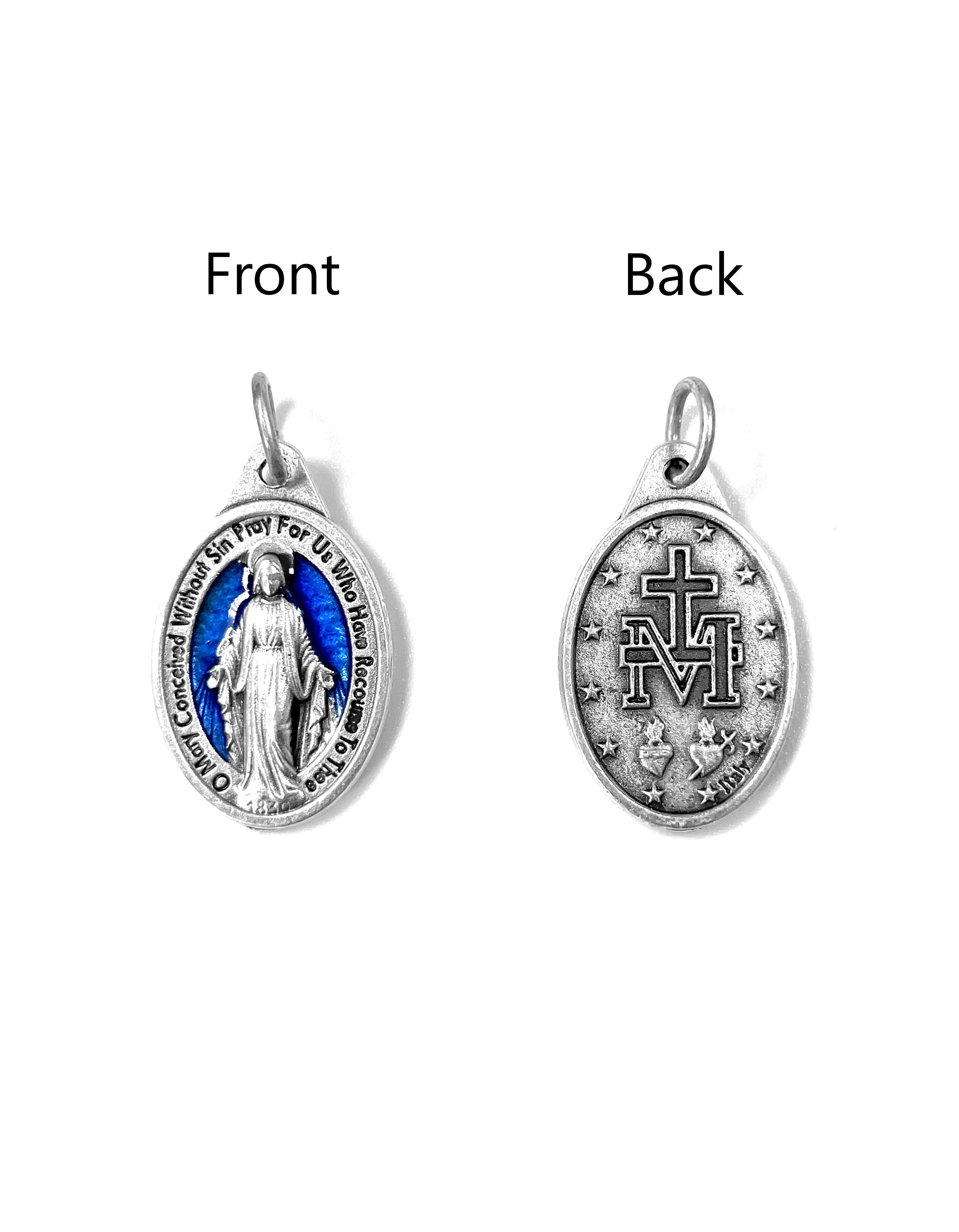Saints Medals in oxidized silver made in Italy 1.0" x 0.7"