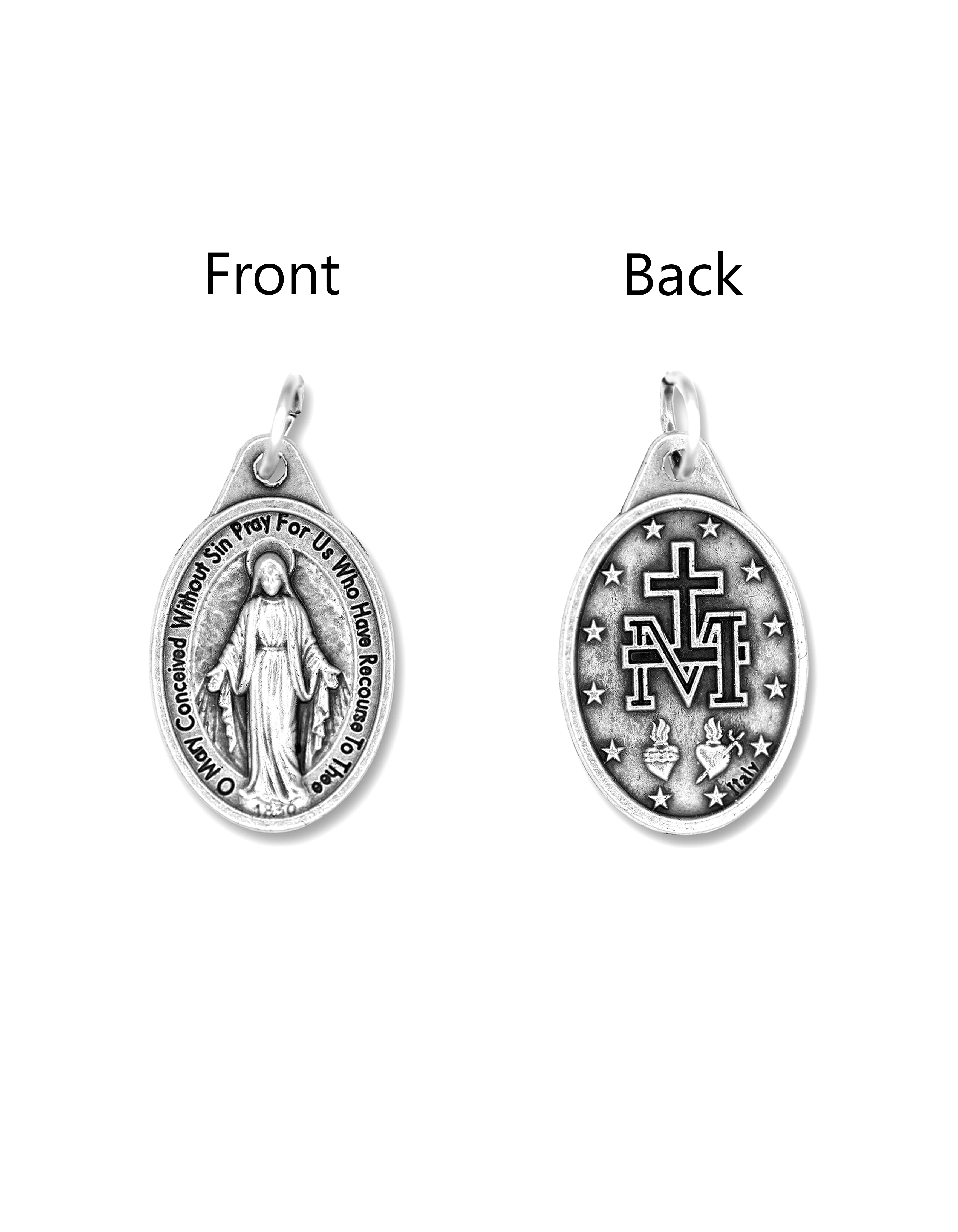 Saints Medals in oxidized silver made in Italy 1.0" x 0.7"