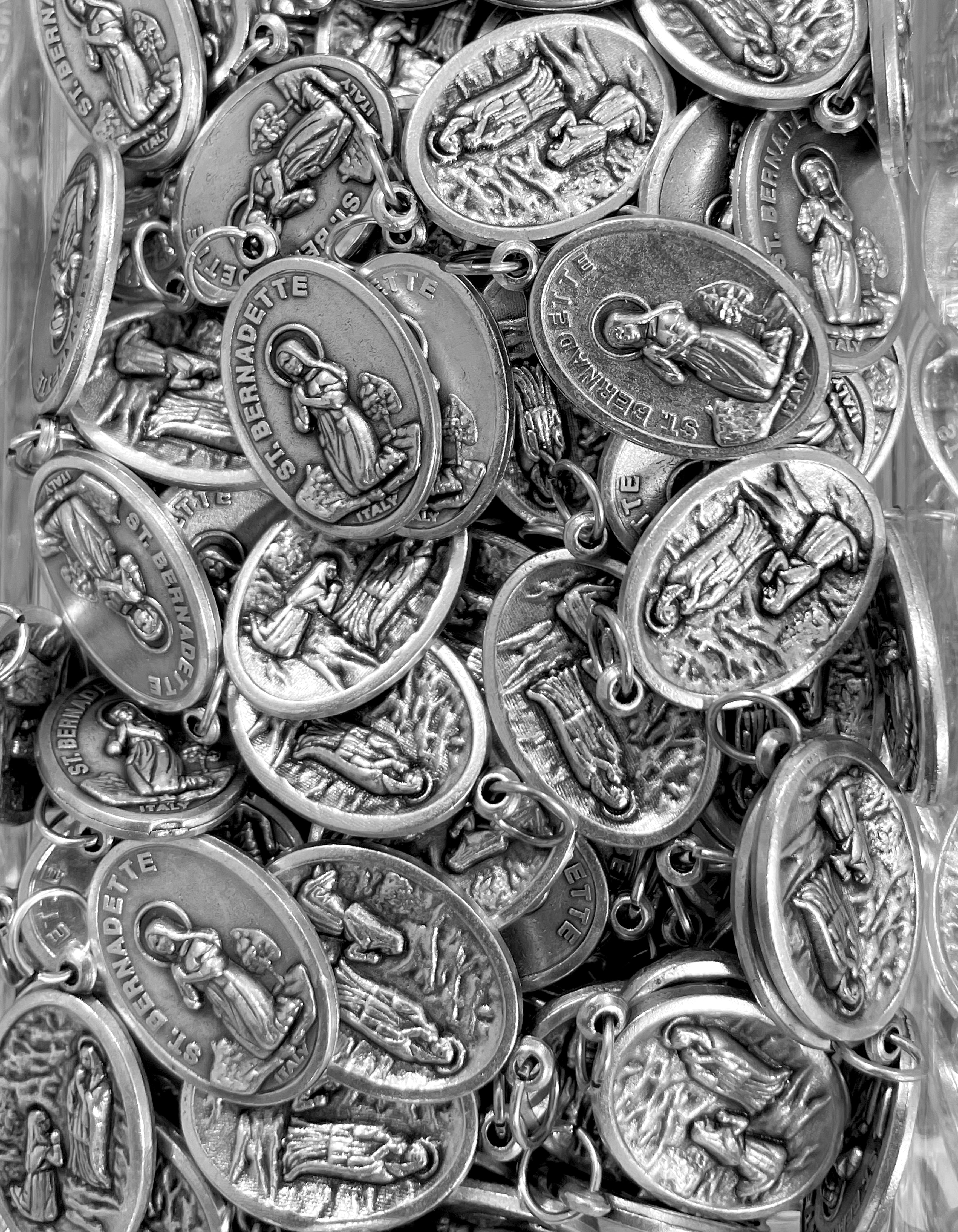 Pack of 12 Saints Medals in oxidized silver made in Italy 1.0" x 0.7"