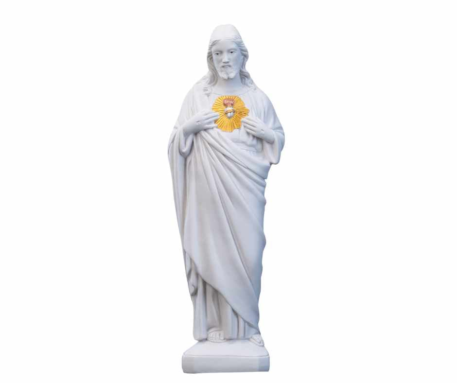 16" Sacred Heart of Jesus Collection White-Gold, Hand-Painted