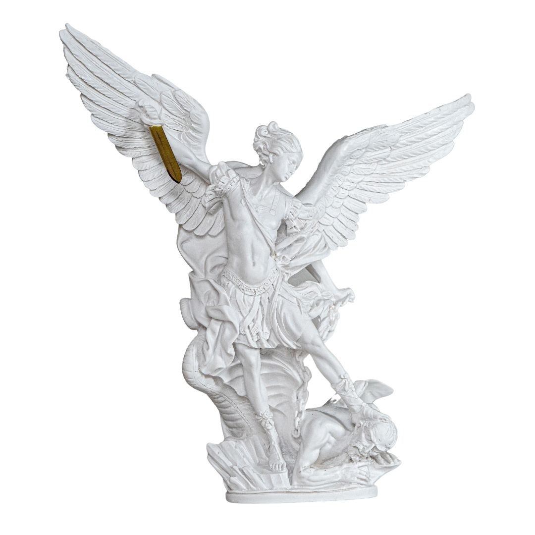 Saint Michael The Archangel White Statue / San Miguel en Blanco