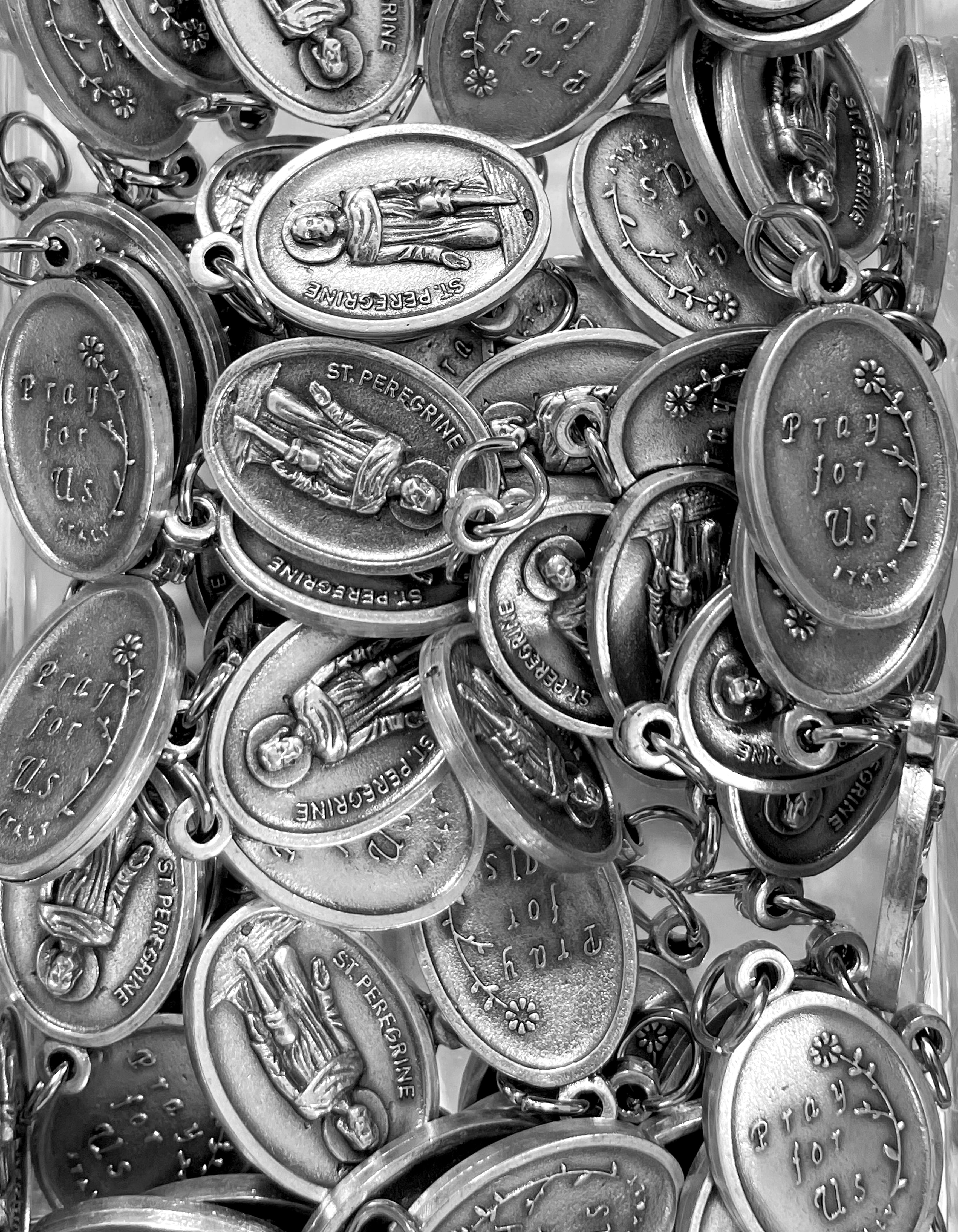 Pack of 12 Saints Medals in oxidized silver made in Italy 1.0" x 0.7"