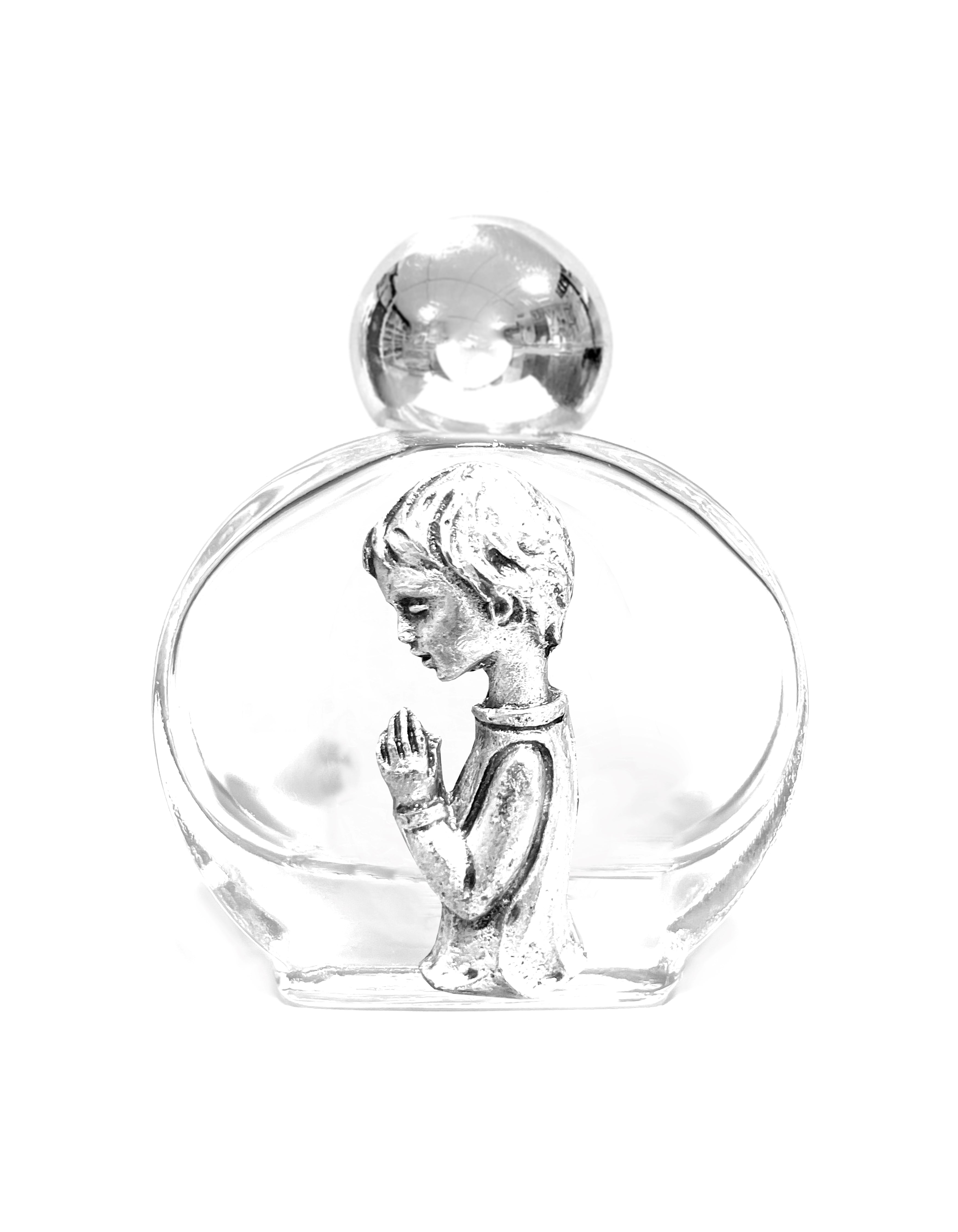 Holy water glass bottle with medal