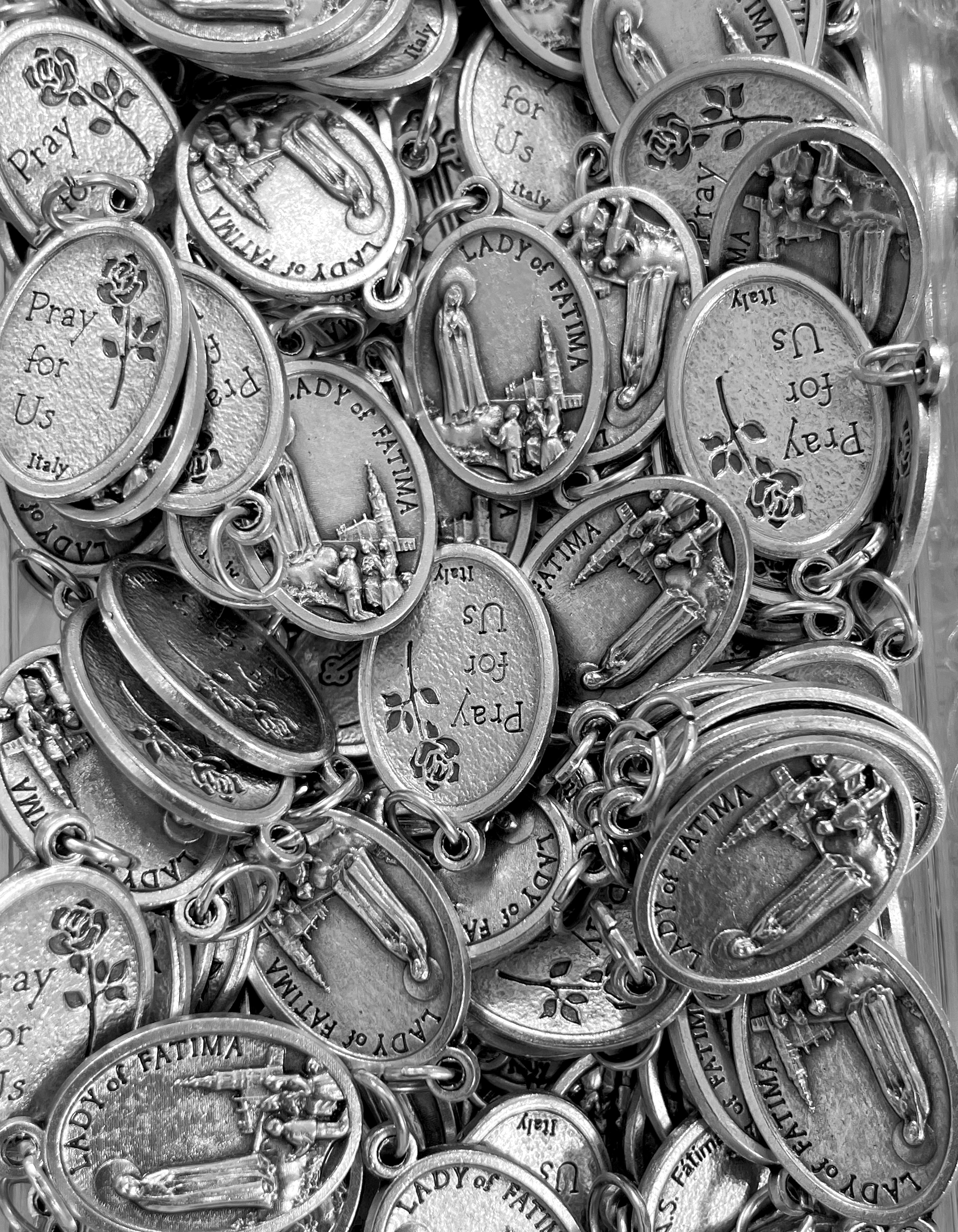 Pack of 12 Saints Medals in oxidized silver made in Italy 1.0" x 0.7"