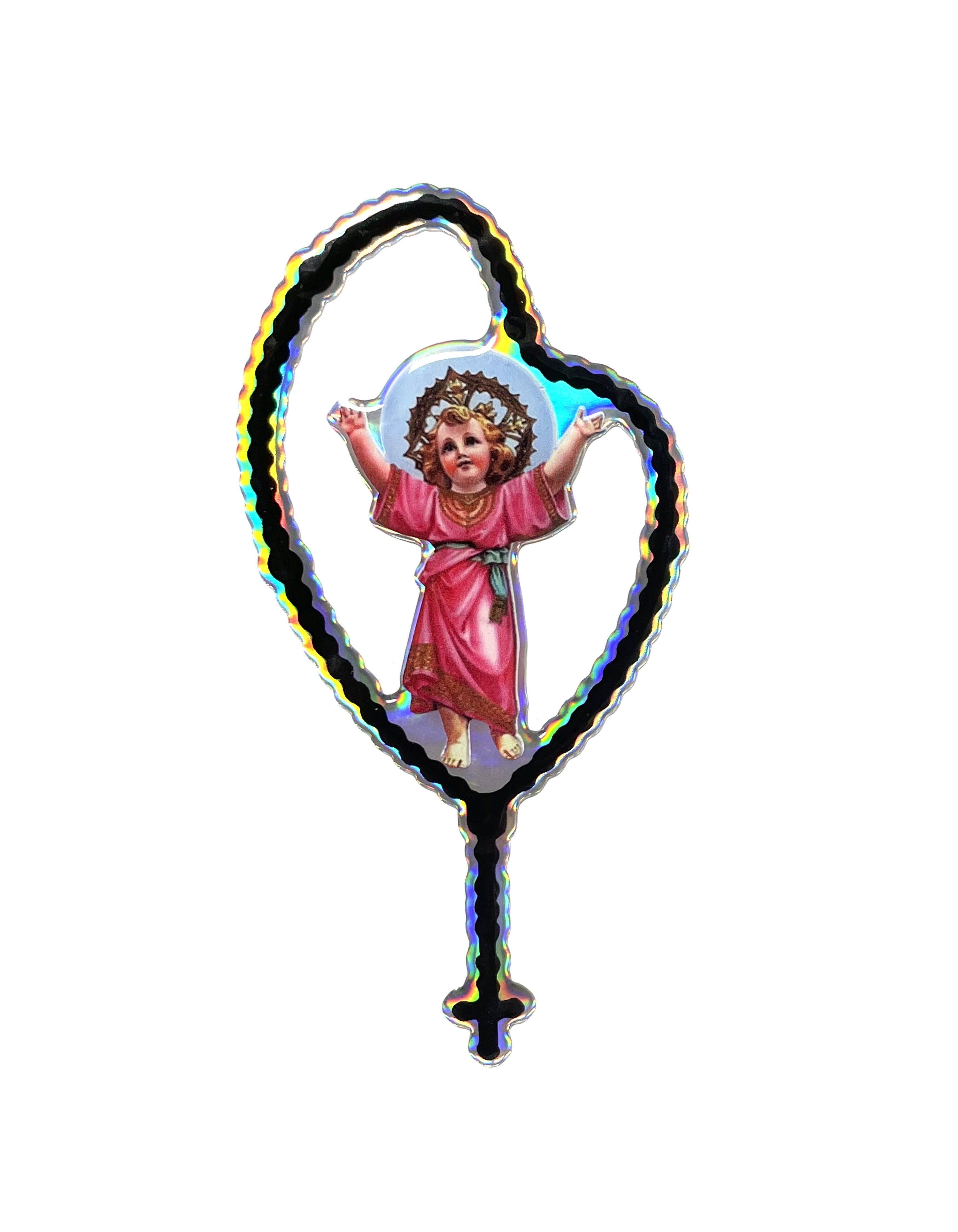 Sticker for vehicles with Rosary and Divine Child image