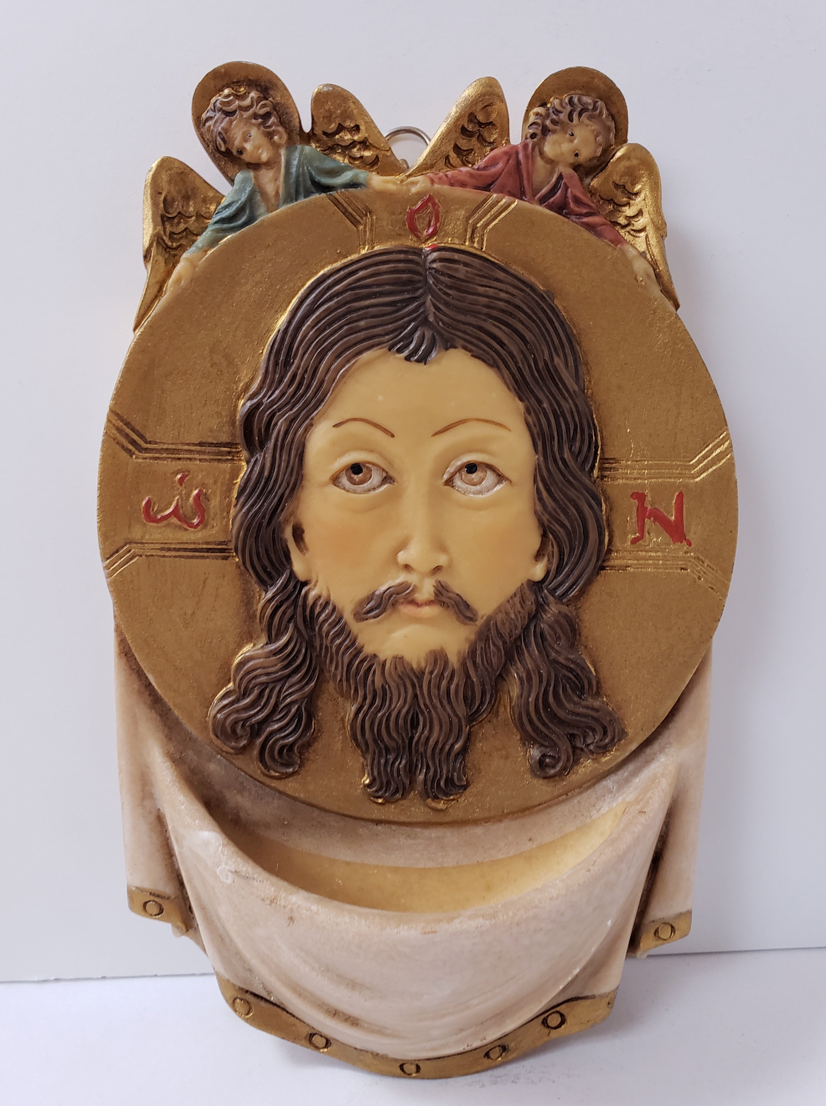 Holy Water Font Jesus Religious Catholic Wall Hanging Made in Italy Hand Painted