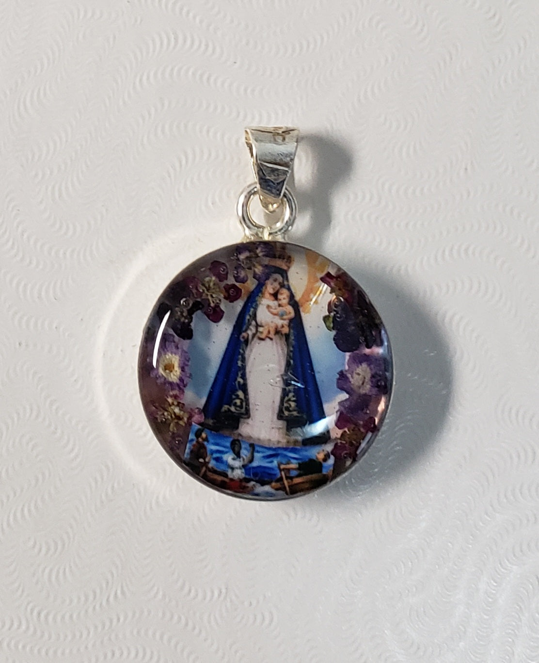 Medal of Our Lady of Charity - Caridad del Cobre Flowers - Guadalupe Collection