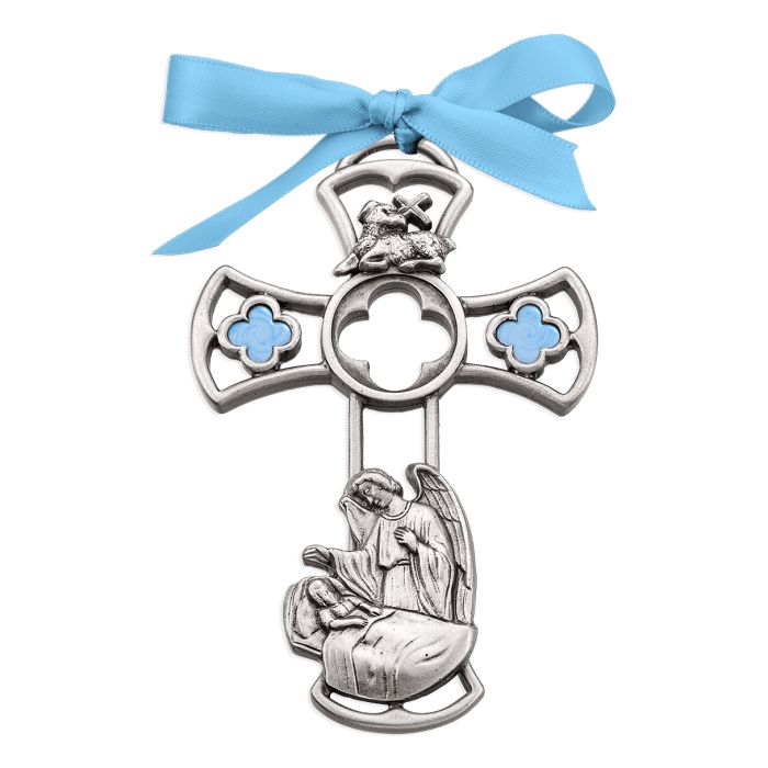 2 3/8" x 3 3/4" Guardian Angel Genuine Pewter Cross