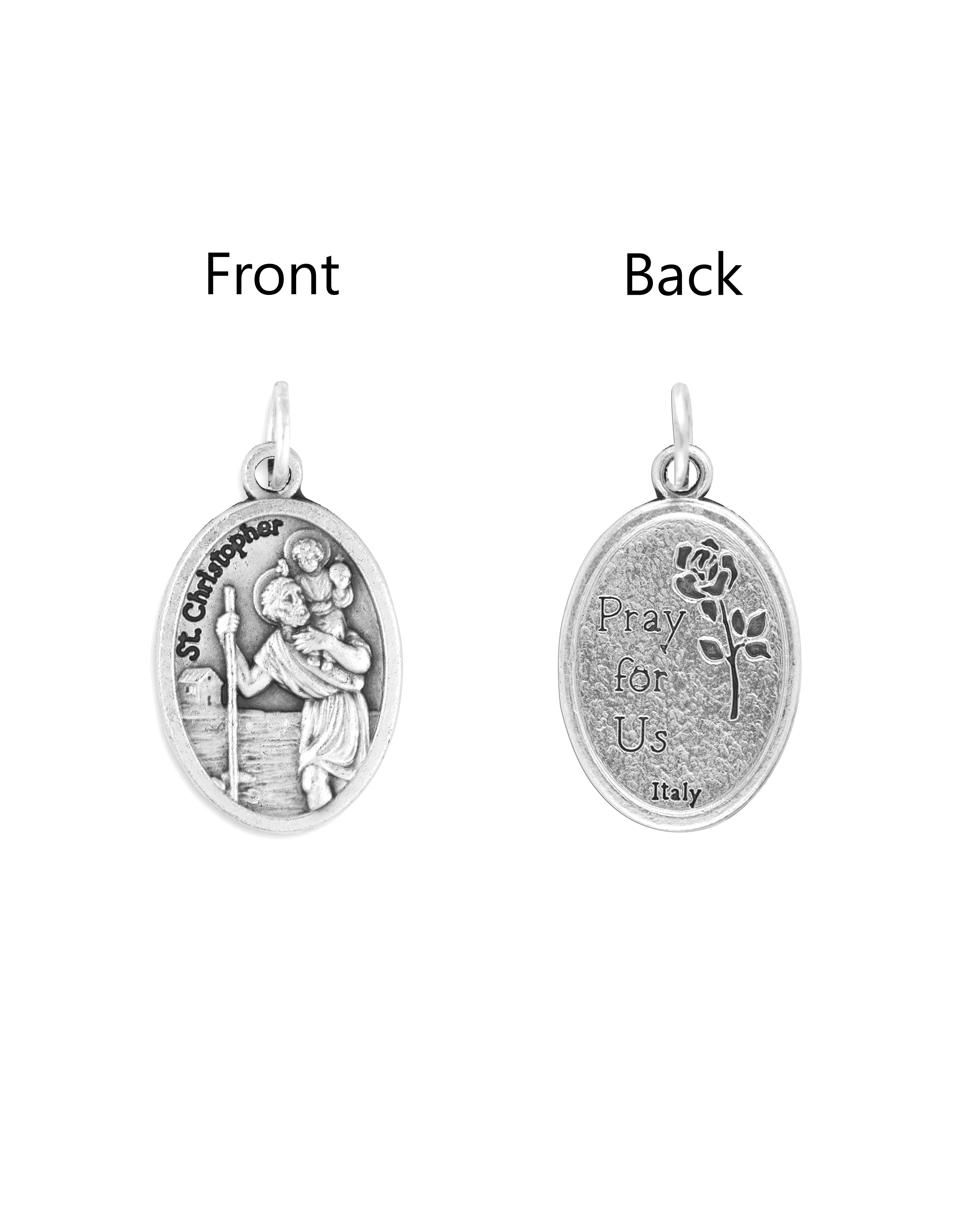 Saints Medals in oxidized silver made in Italy 1.0" x 0.7"