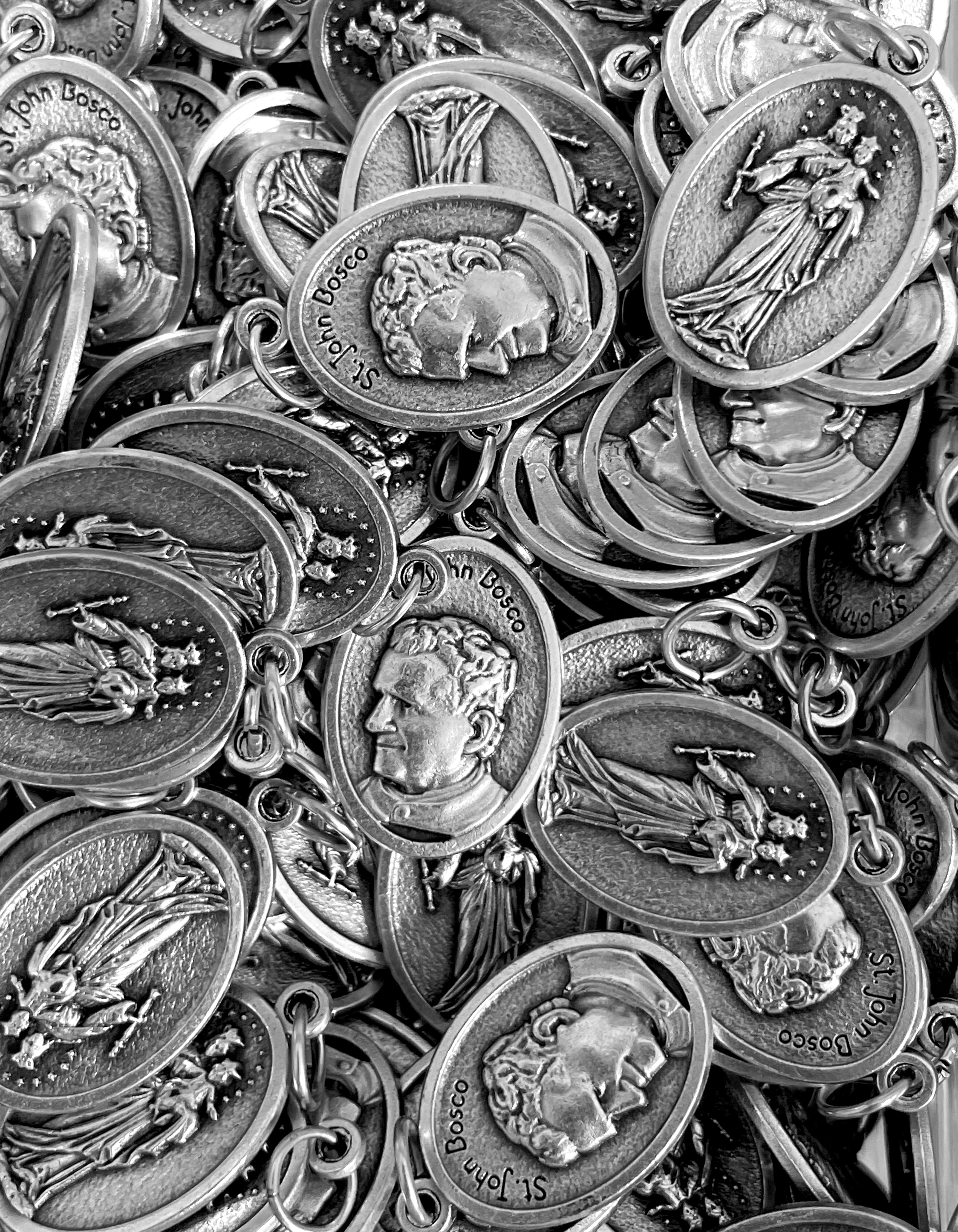 Pack of 12 Saints Medals in oxidized silver made in Italy 1.0" x 0.7"