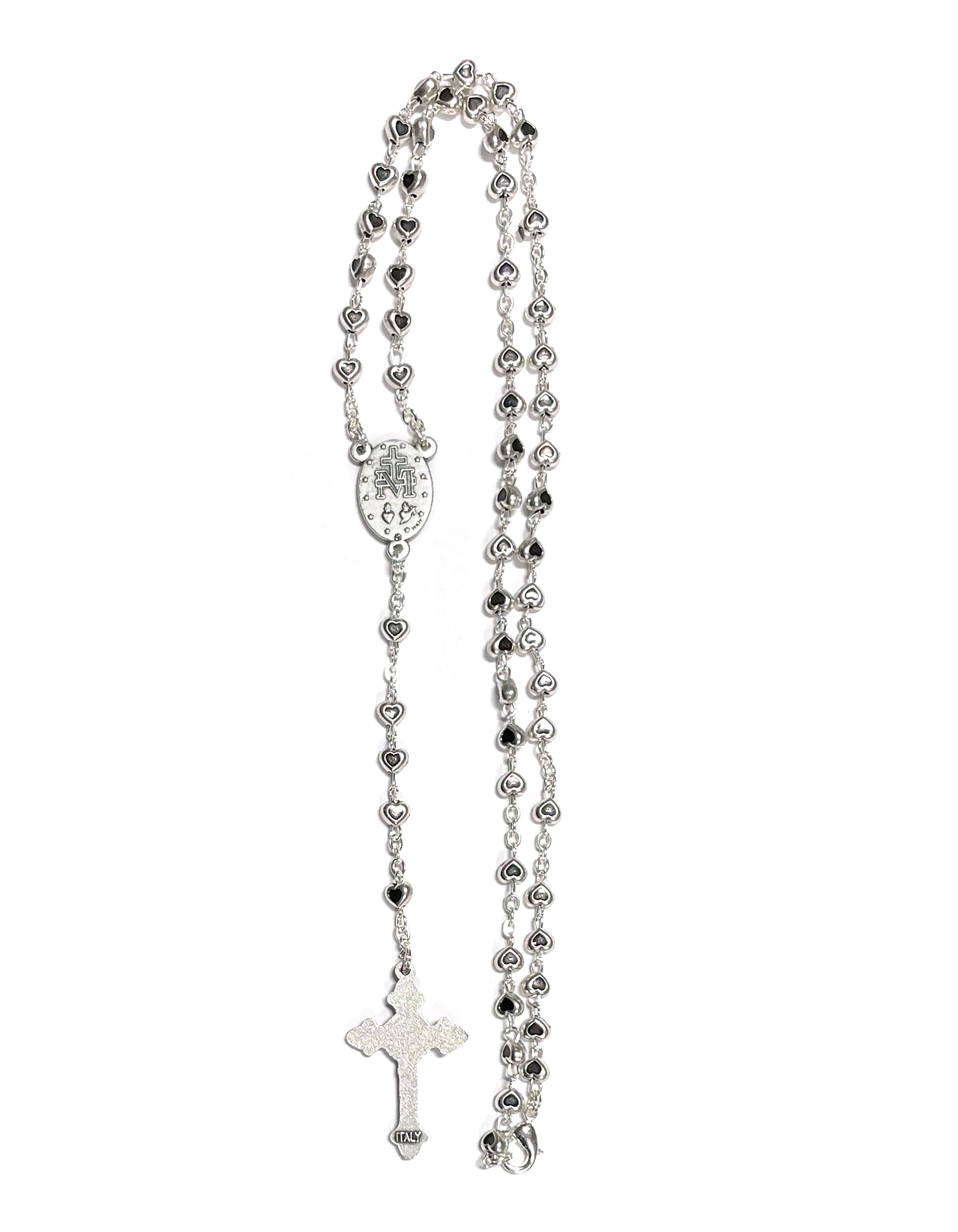 Rosary of the Miraculous medal with beads in the shape of hearts