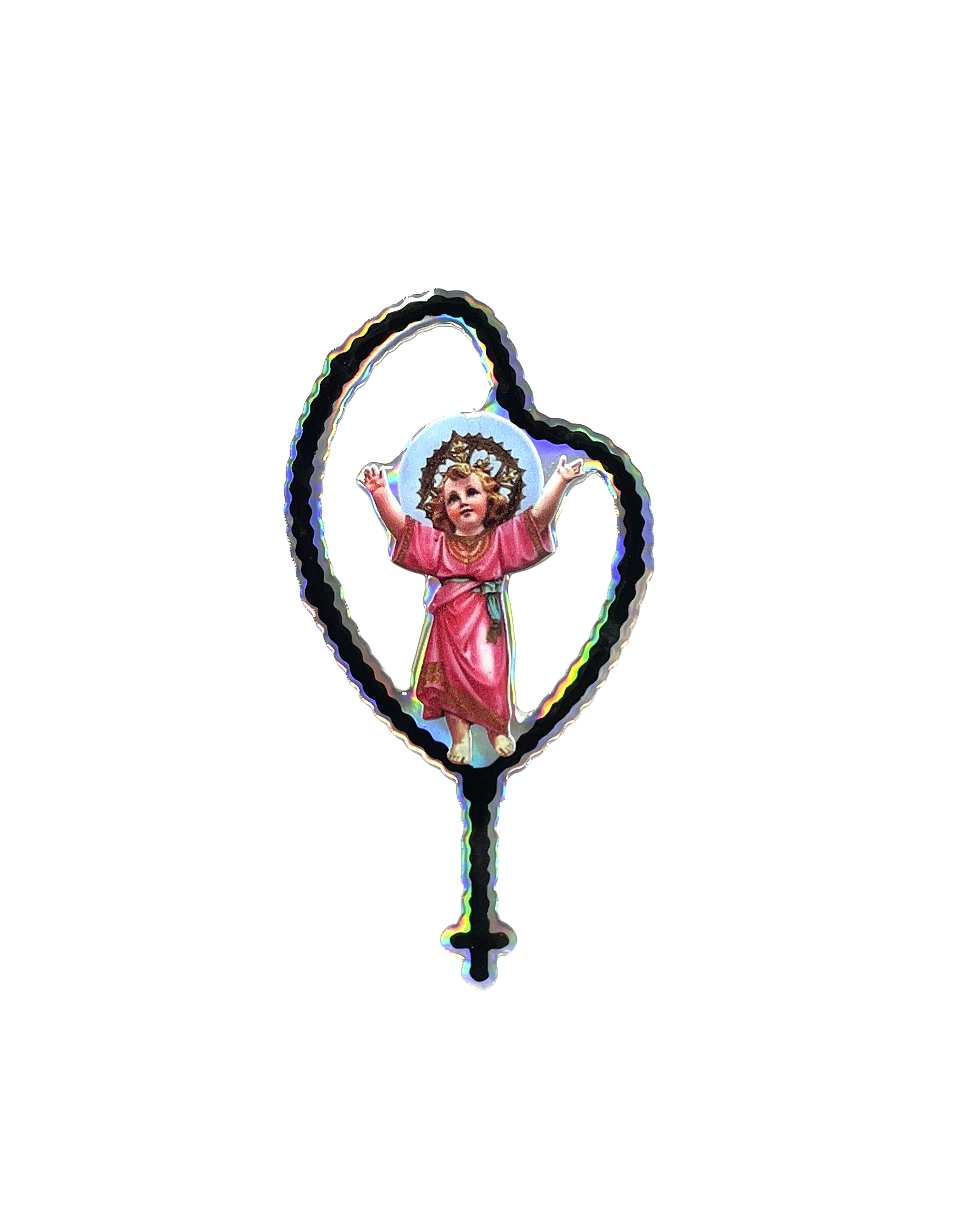 Sticker for vehicles with Rosary and Divine Child image