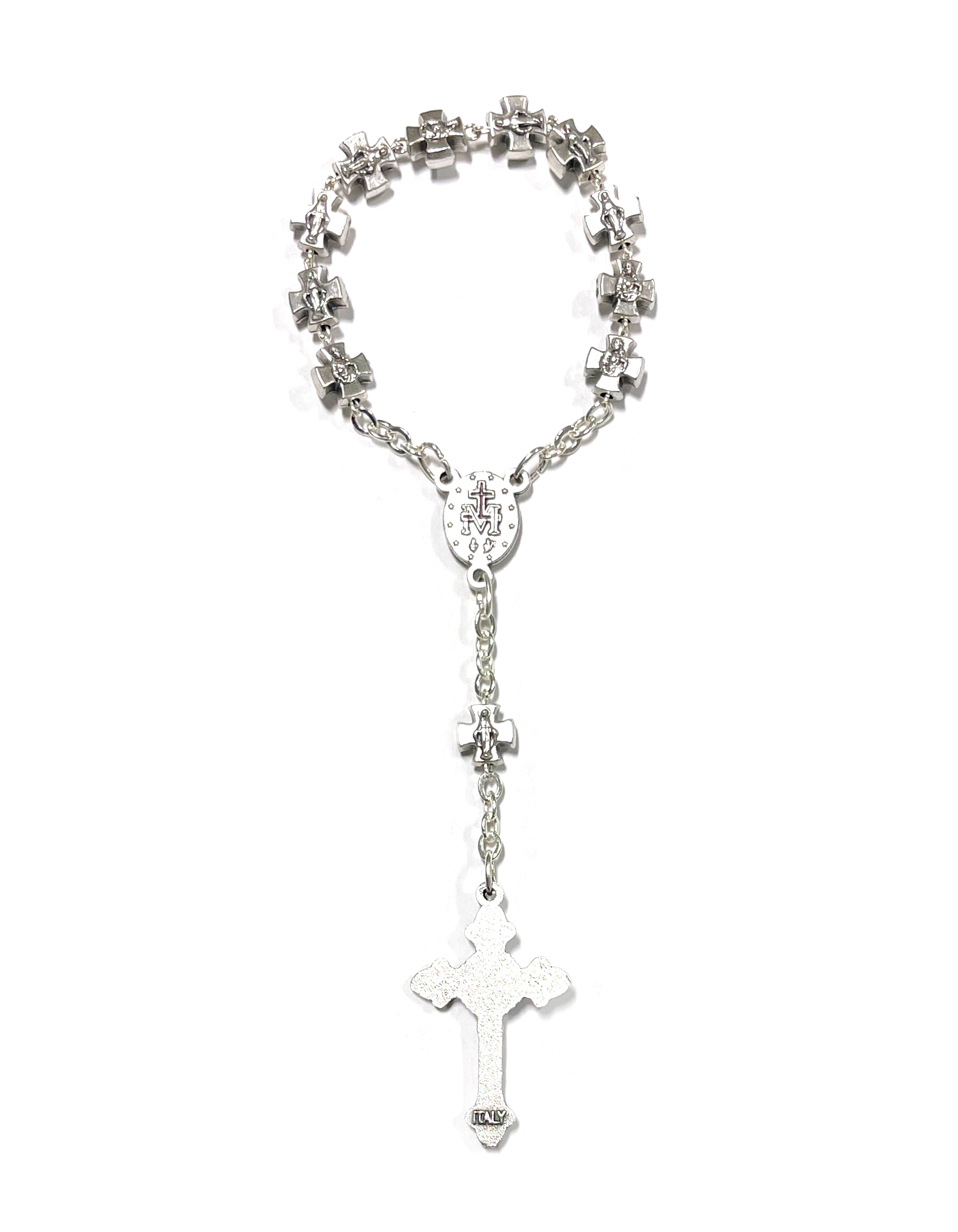 Decade of the Miraculous medal with beads in form of crosses