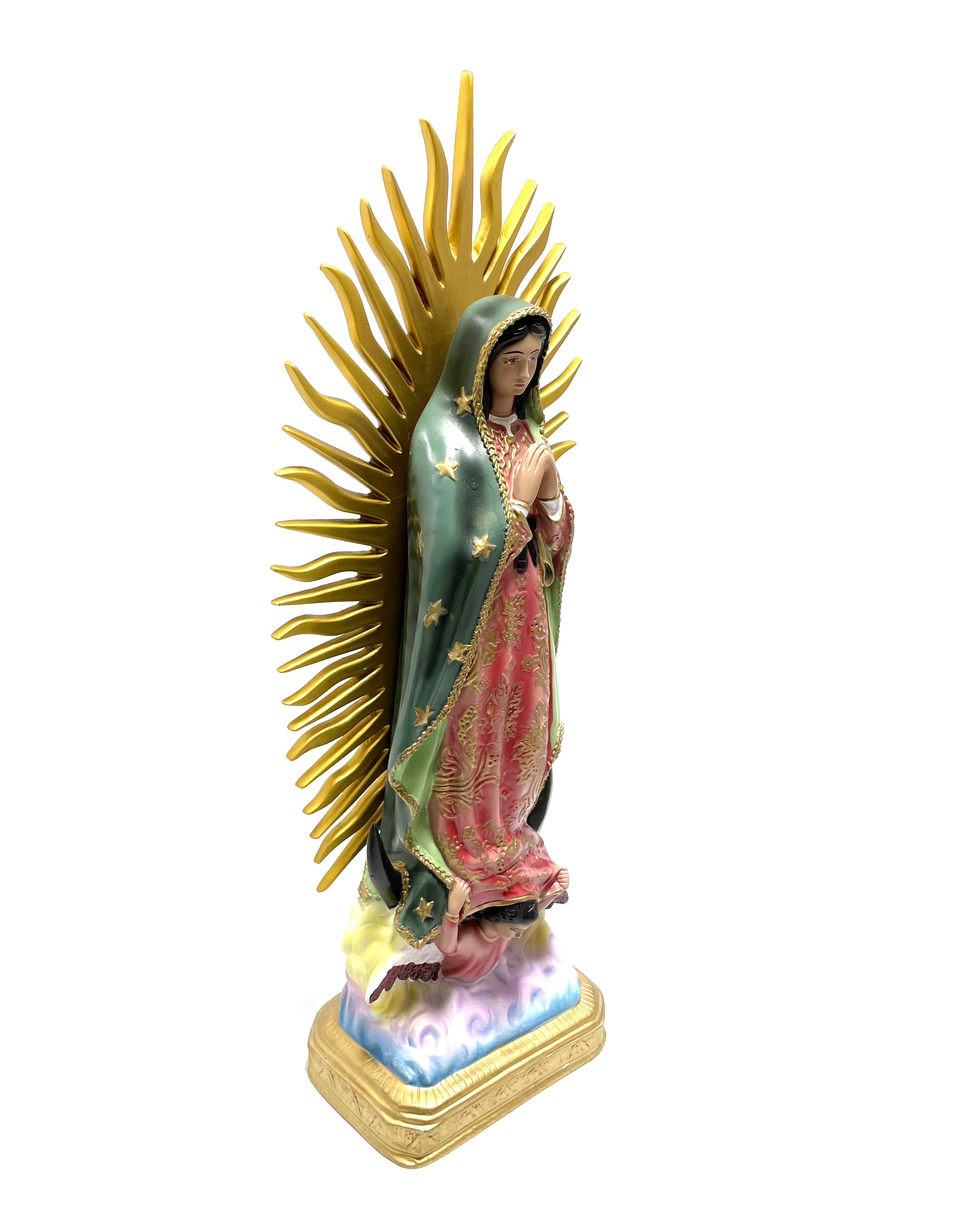 Religious statue of Our Lady of Guadalupe 23" height with gold rays