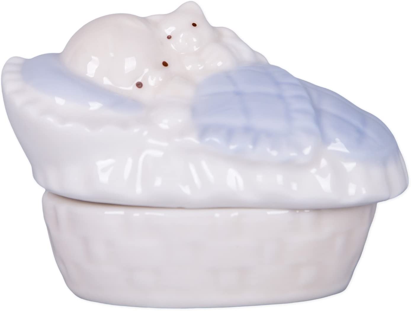 Rosary in Porcelain Keepsake Box for Baby Boy Blue