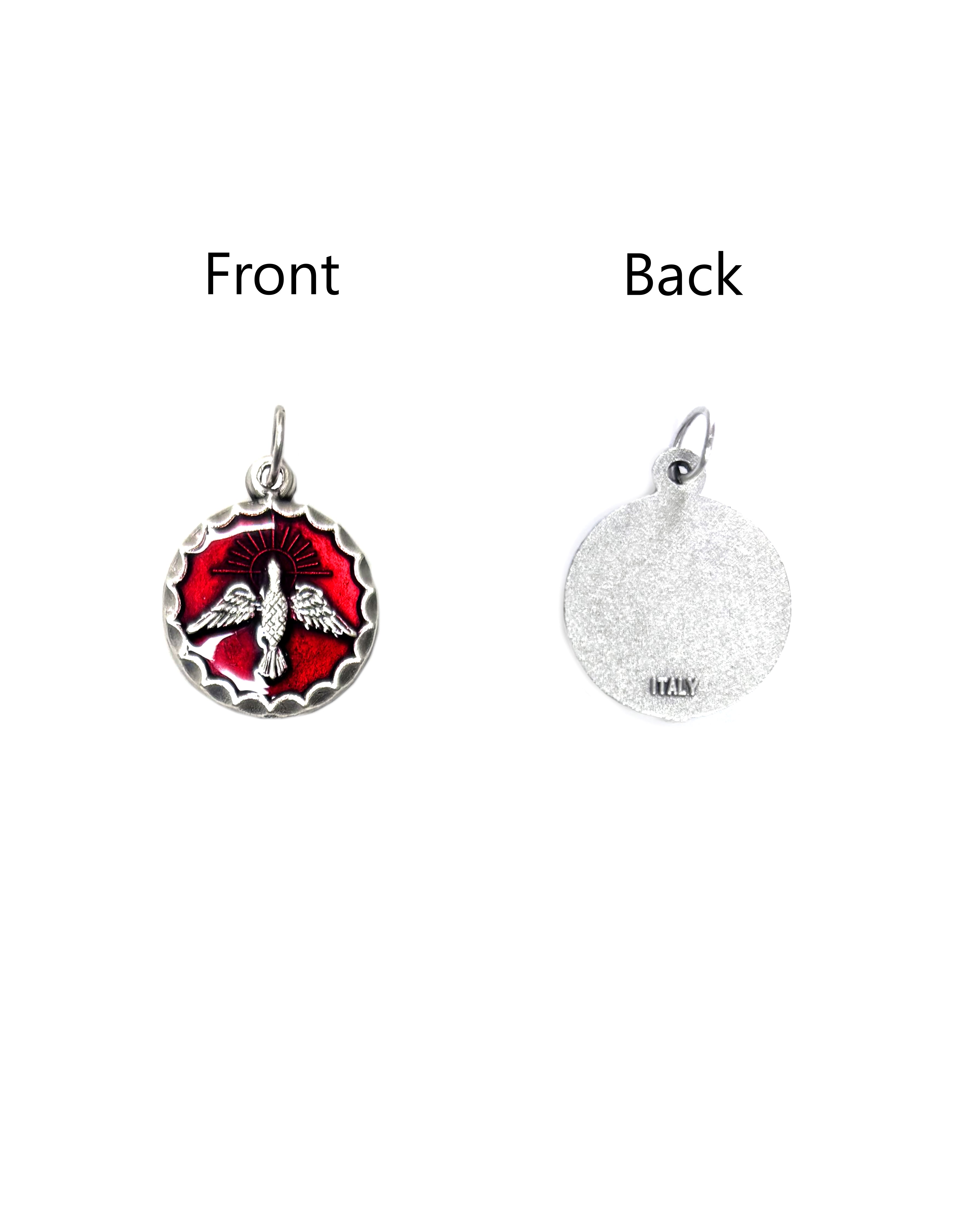 Round Saints silver medals 0.7" x 0.7"