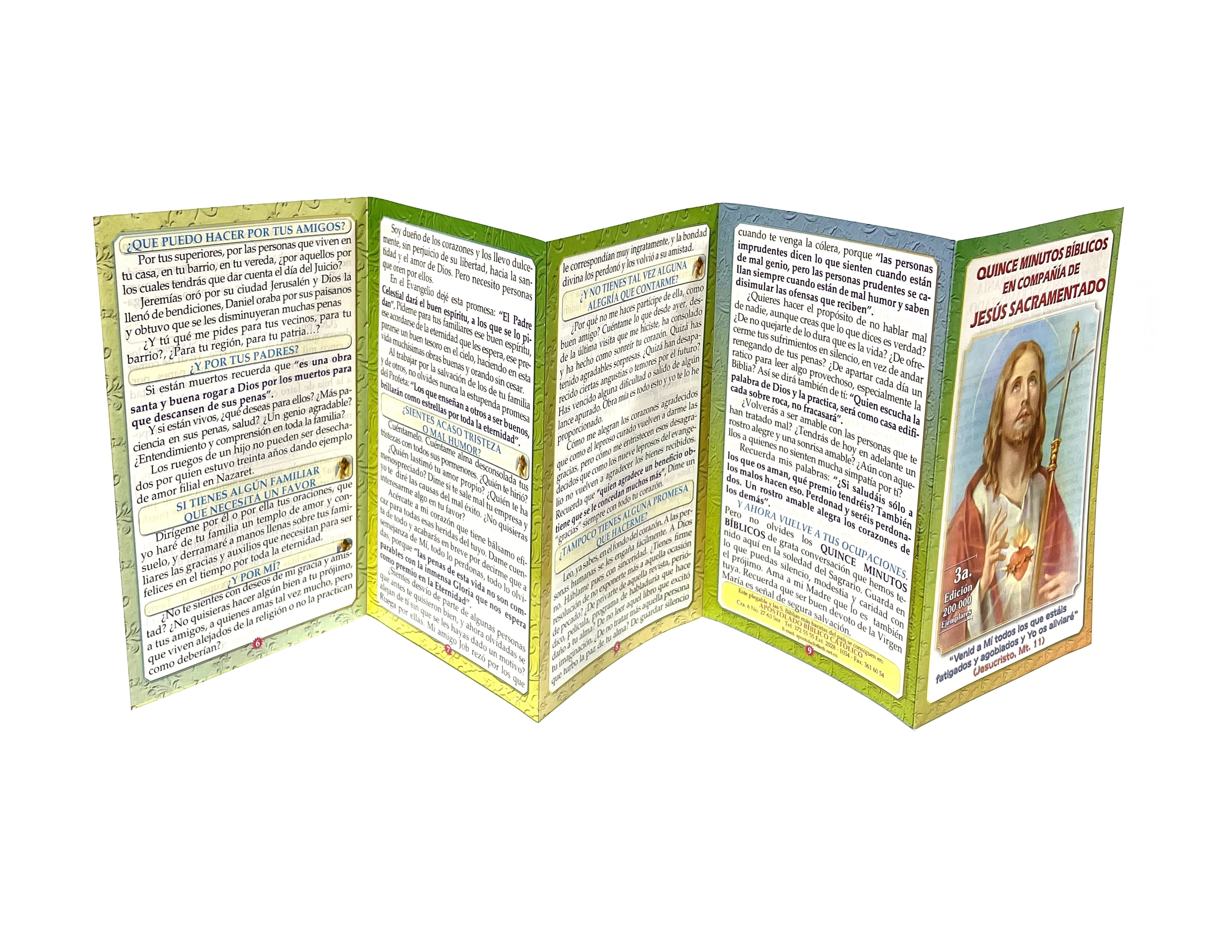 Plegable Quince Minutos Biblicos en compañía de Jesús Sacramentado
