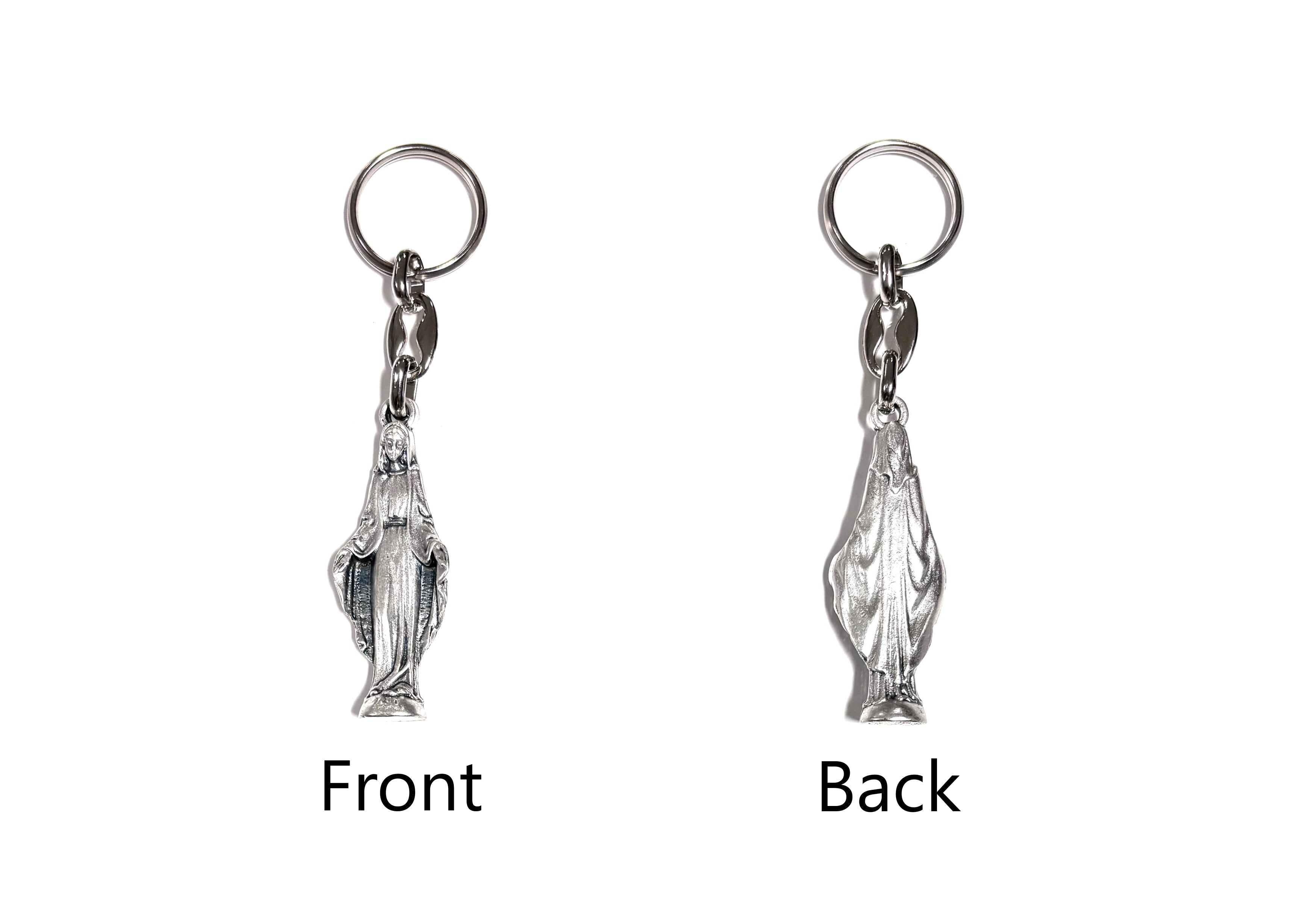 Silver Our Lady of Grace keychain