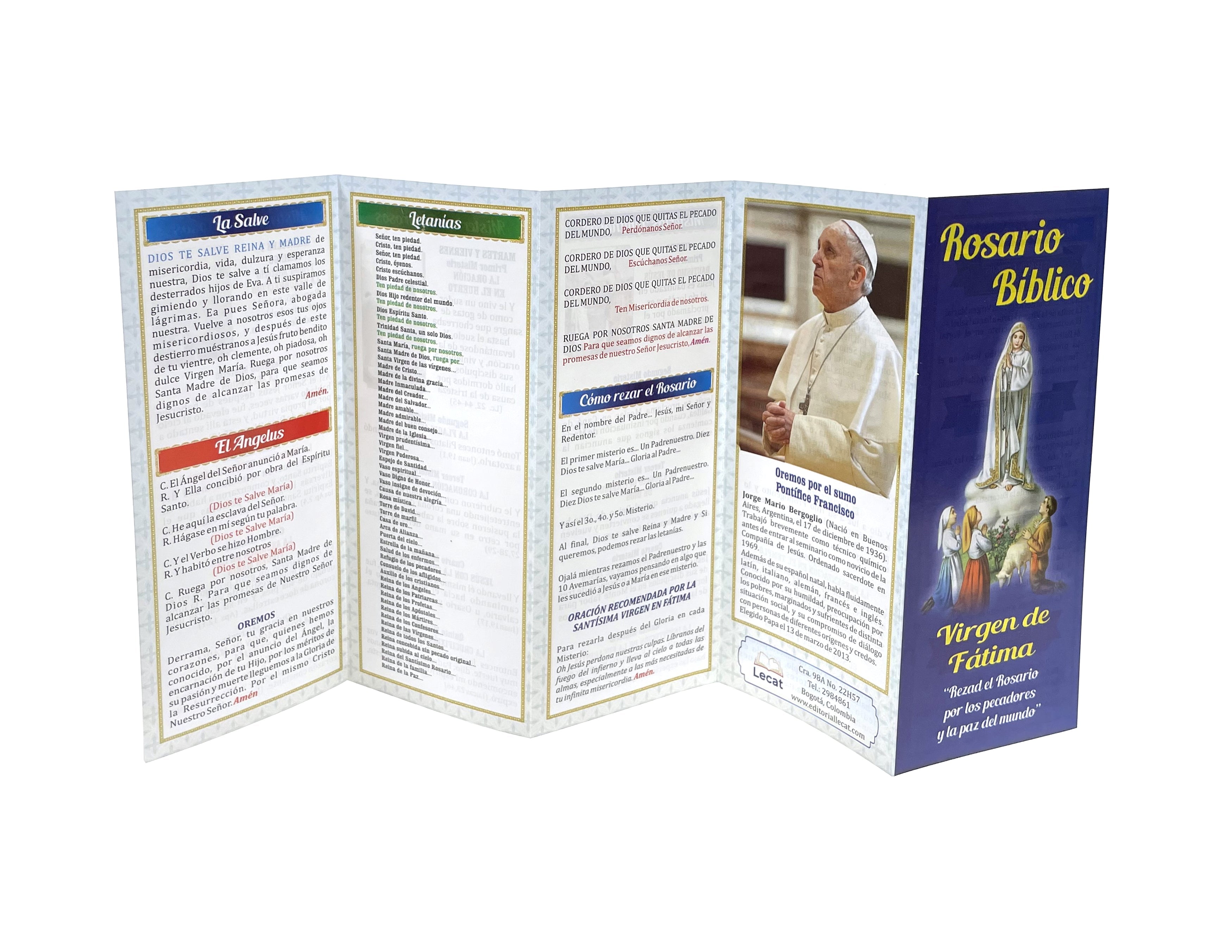 Plegable Rosario Bíblico Virgen de Fátima