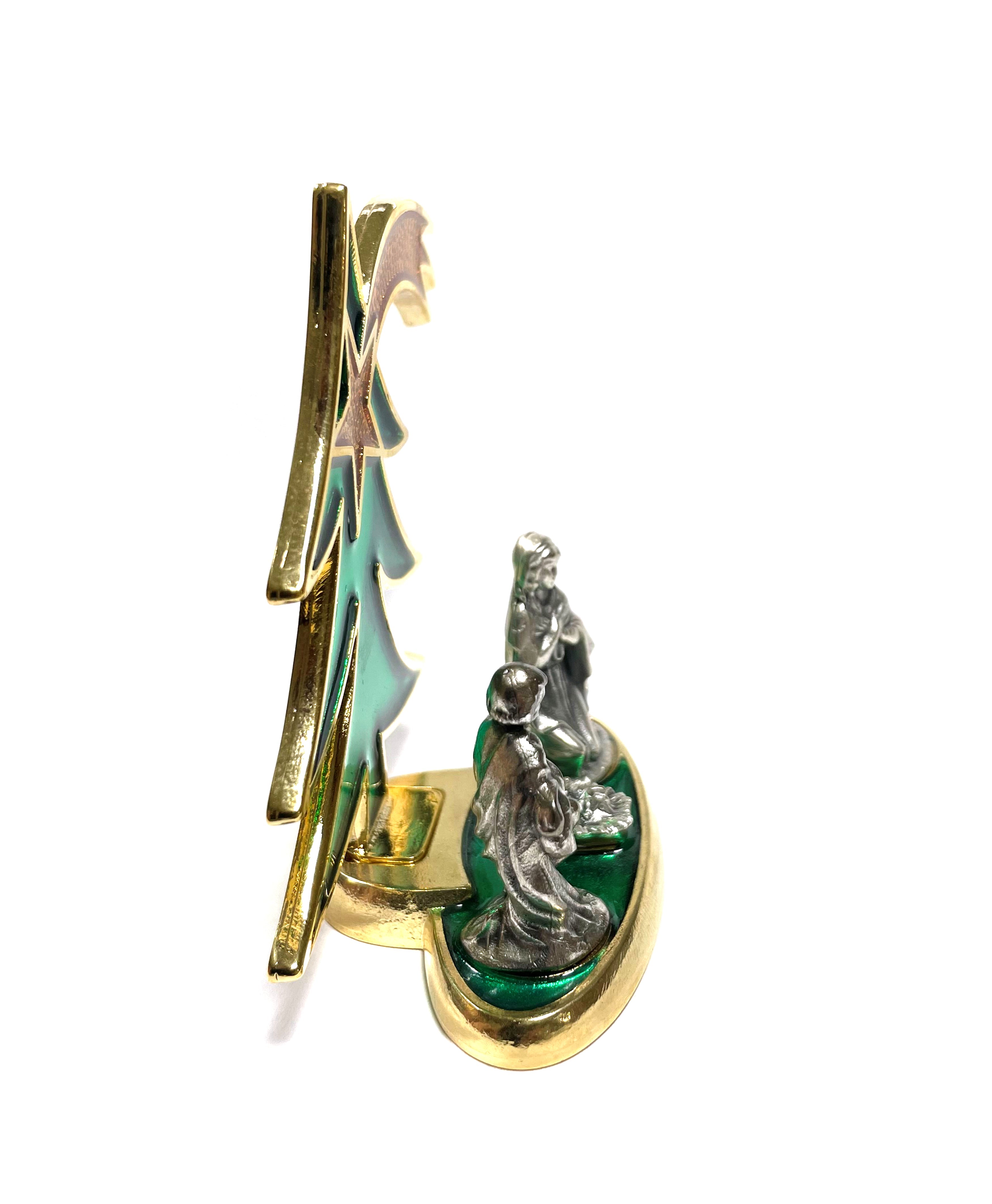 Nativity with Christmas tree stained glass style