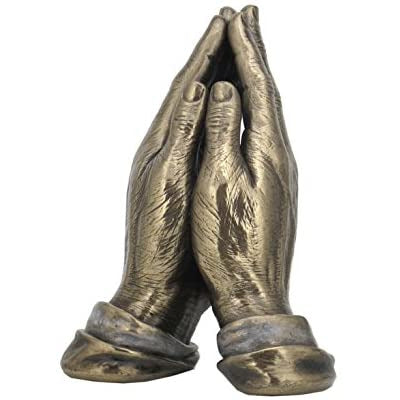 US 5.5 Inch Cold Cast Bronze Color Praying Hands Figurine Statue Male