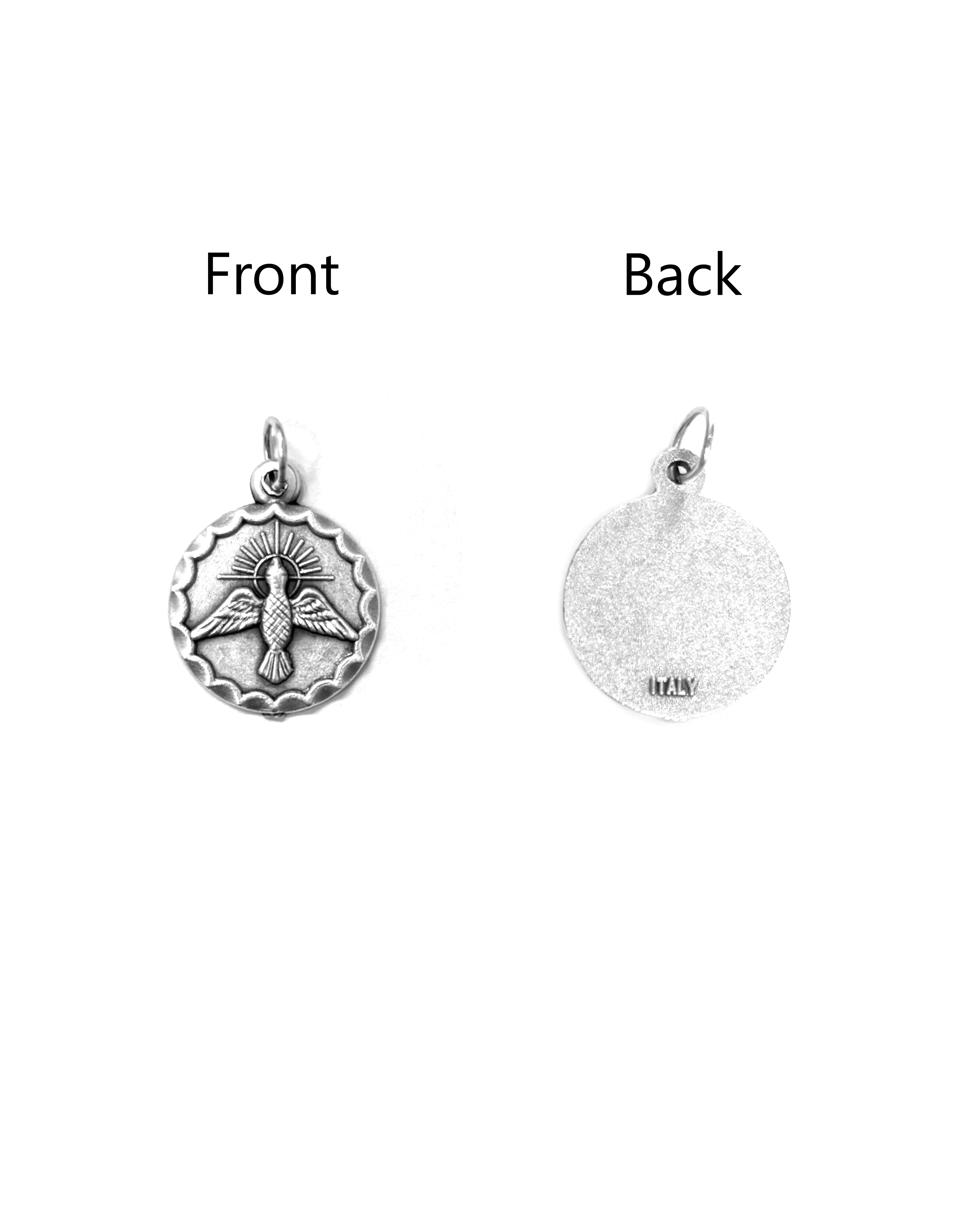 Round Saints silver medals 0.7" x 0.7"