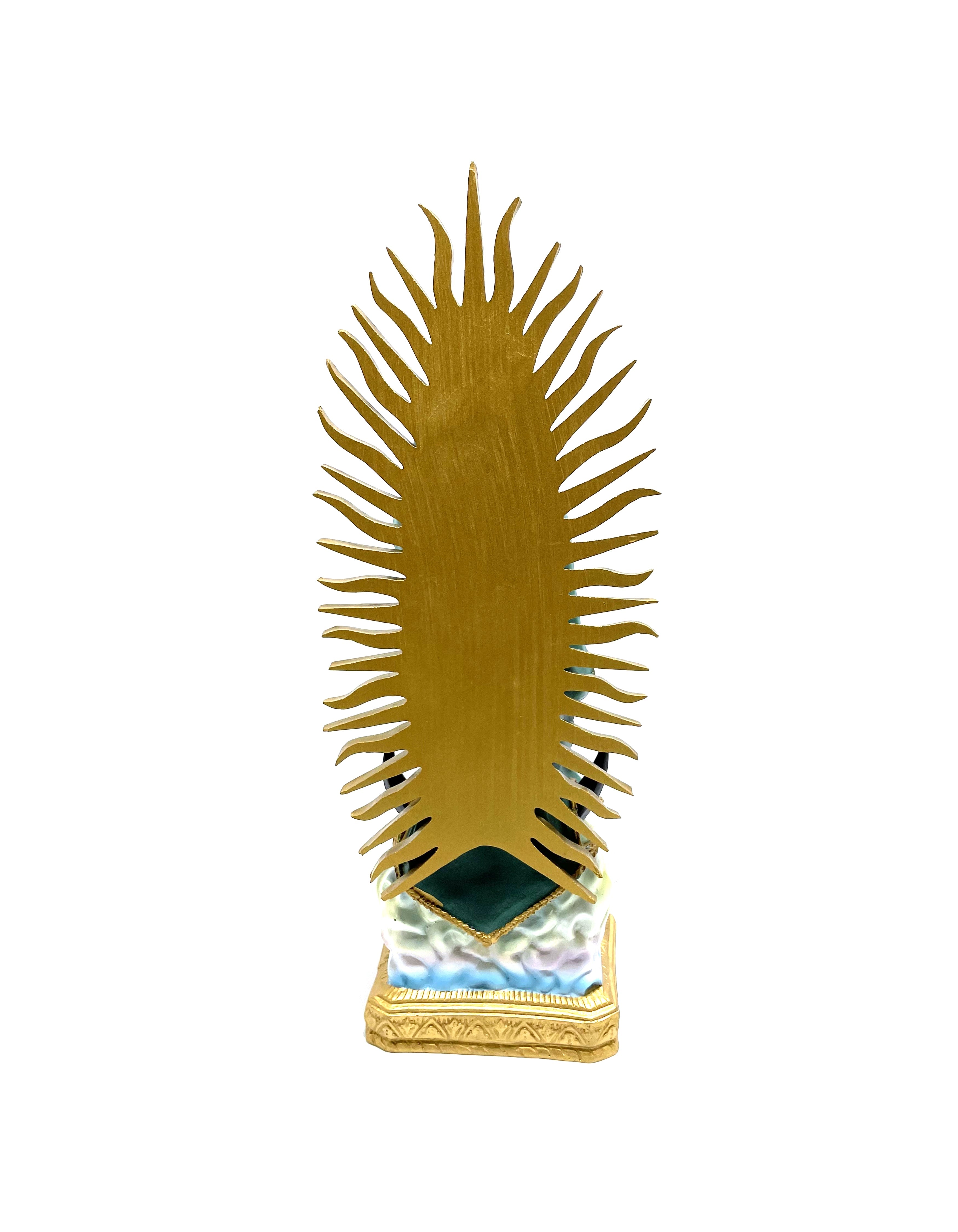 Religious statue of Our Lady of Guadalupe 12" height with gold rays