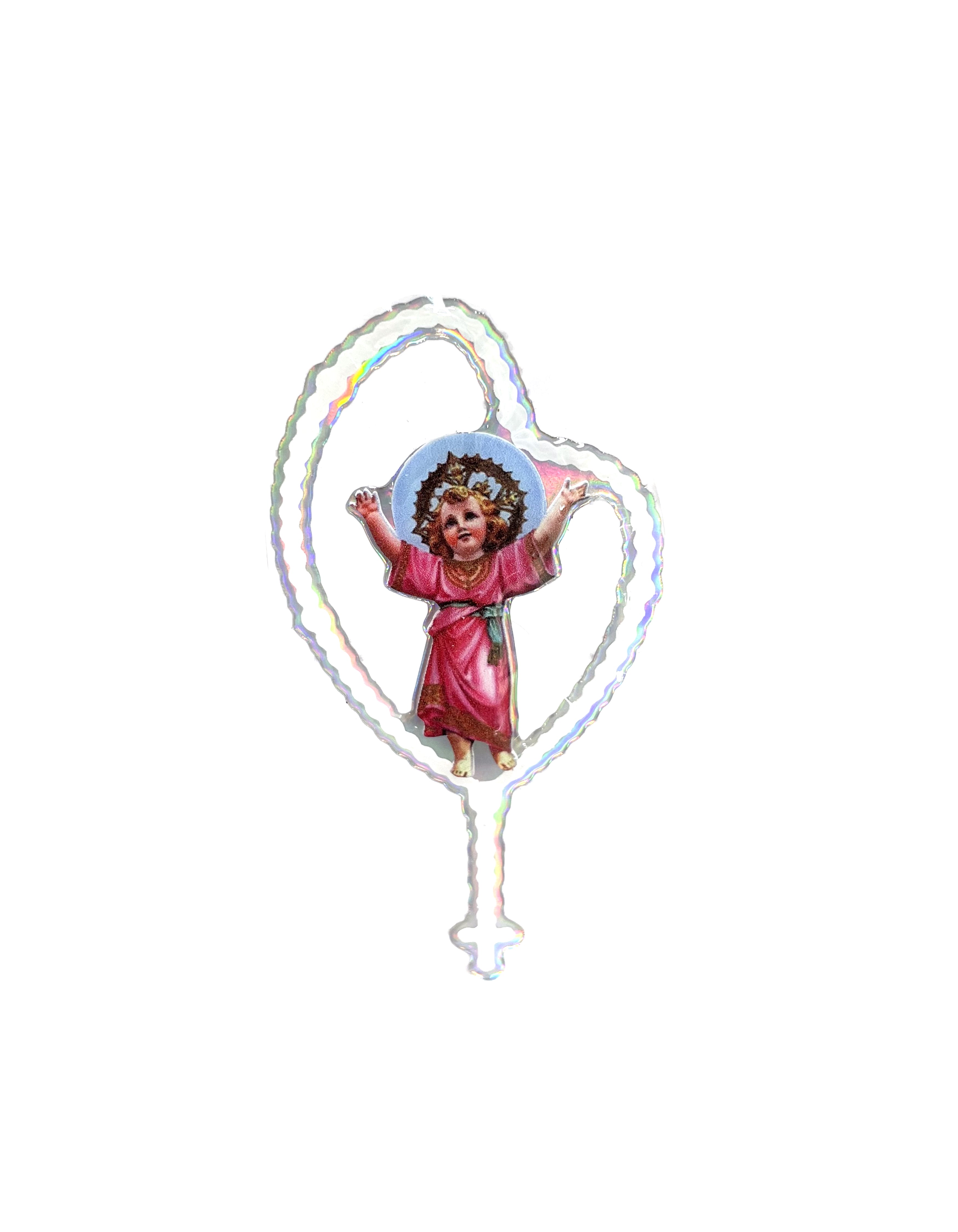 Sticker for vehicles with Rosary and Divine Child image
