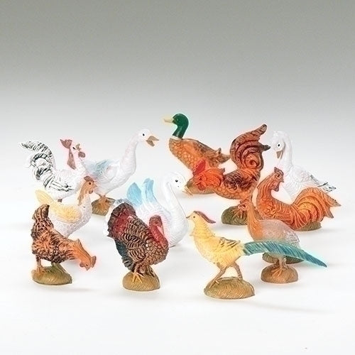 Fontanini 5" Scale 12 pc set birds barnyard; nativity figures
