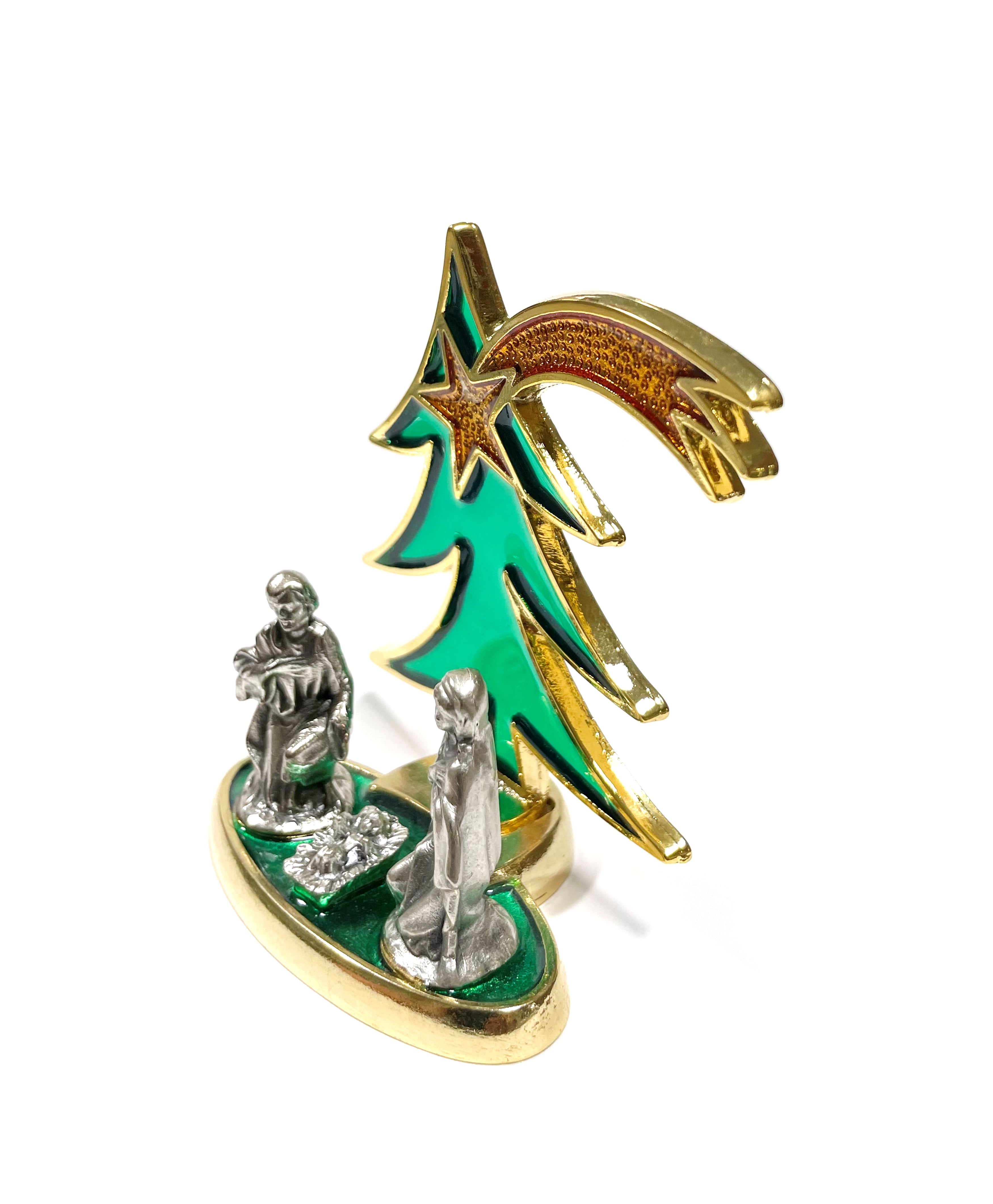 Nativity with Christmas tree stained glass style