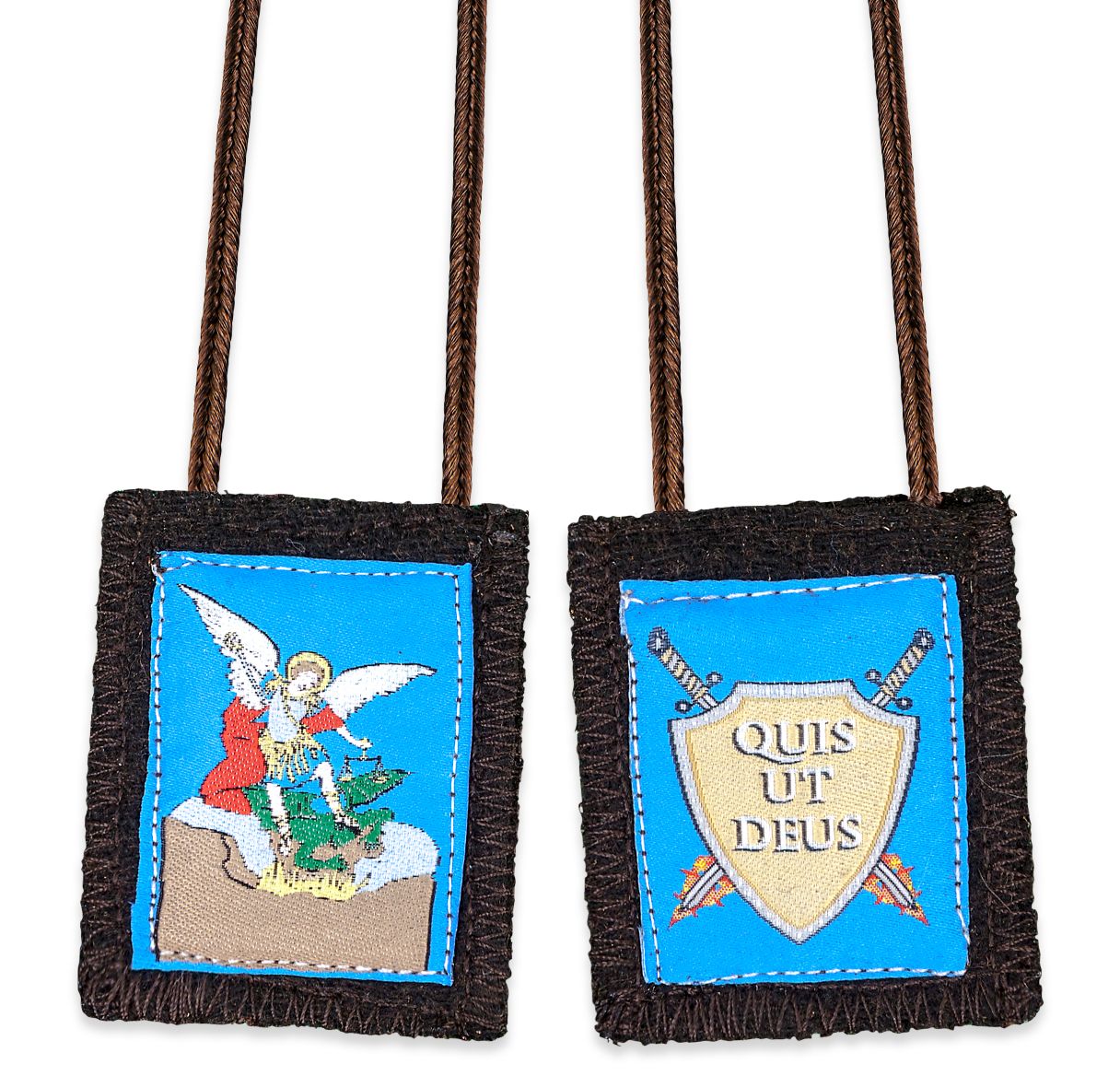 Archangel Saint St Michael Brown Devotional Scapular - Quis Ut Deus