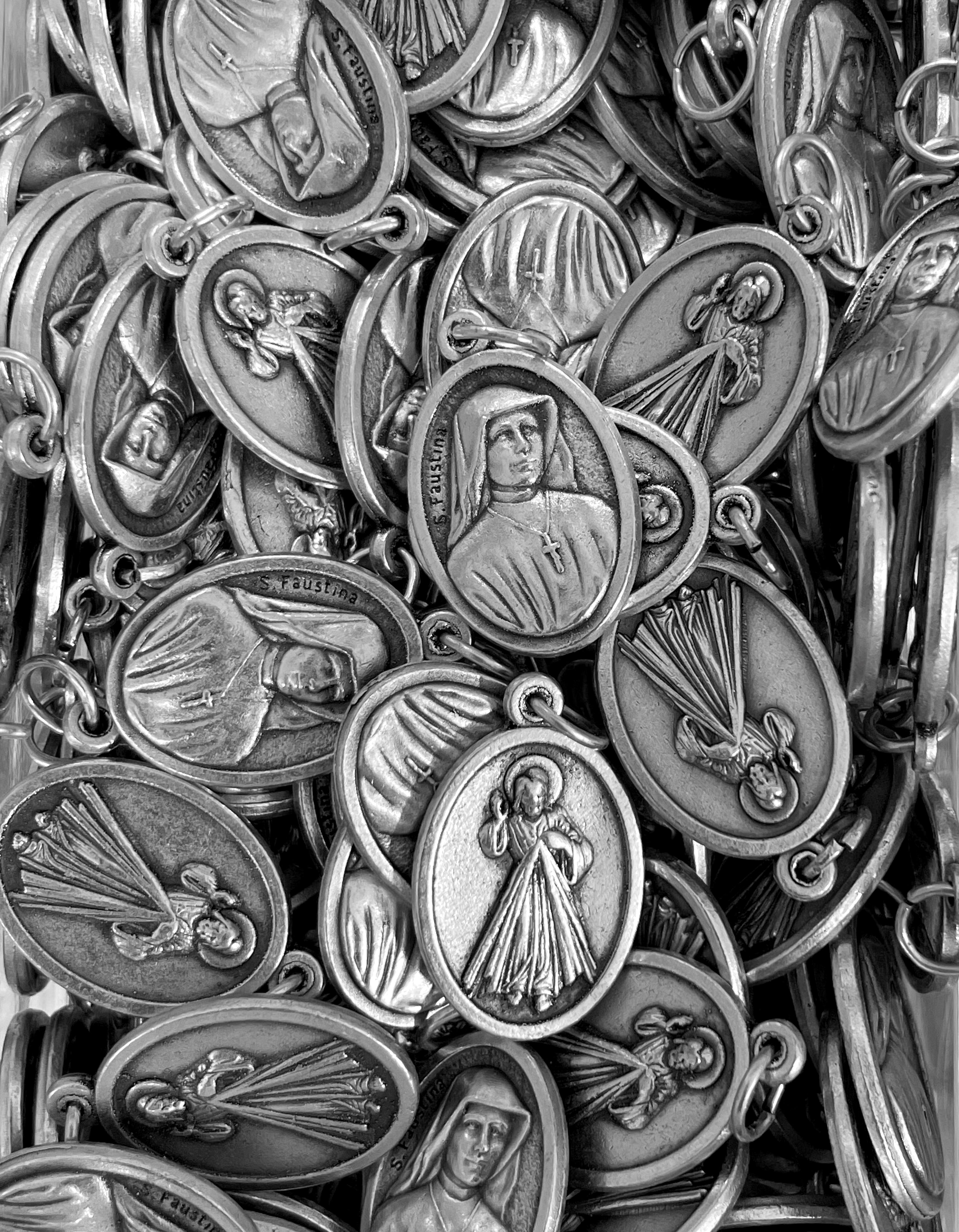 Pack of 12 Saints Medals in oxidized silver made in Italy 1.0" x 0.7"