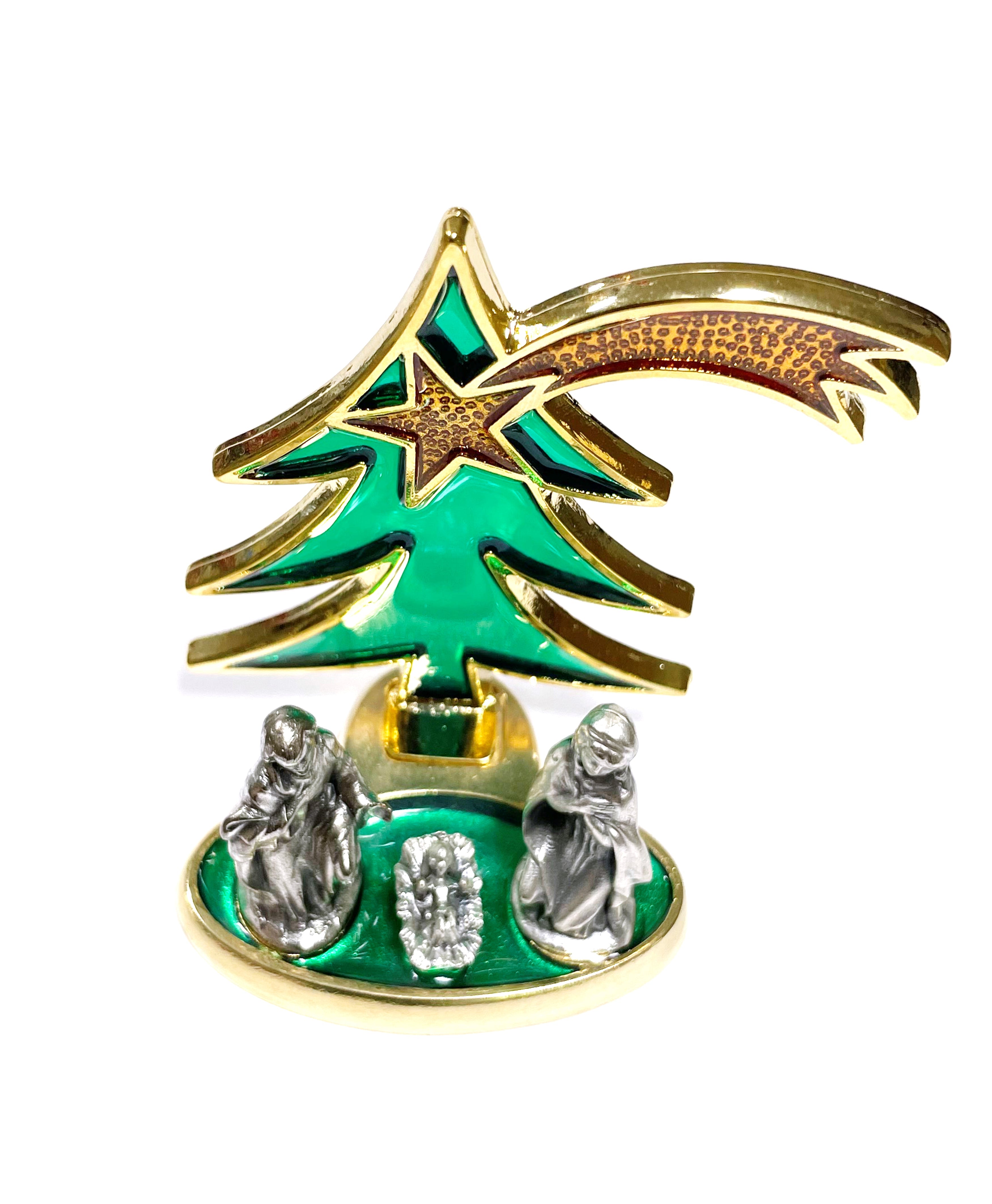 Nativity with Christmas tree stained glass style