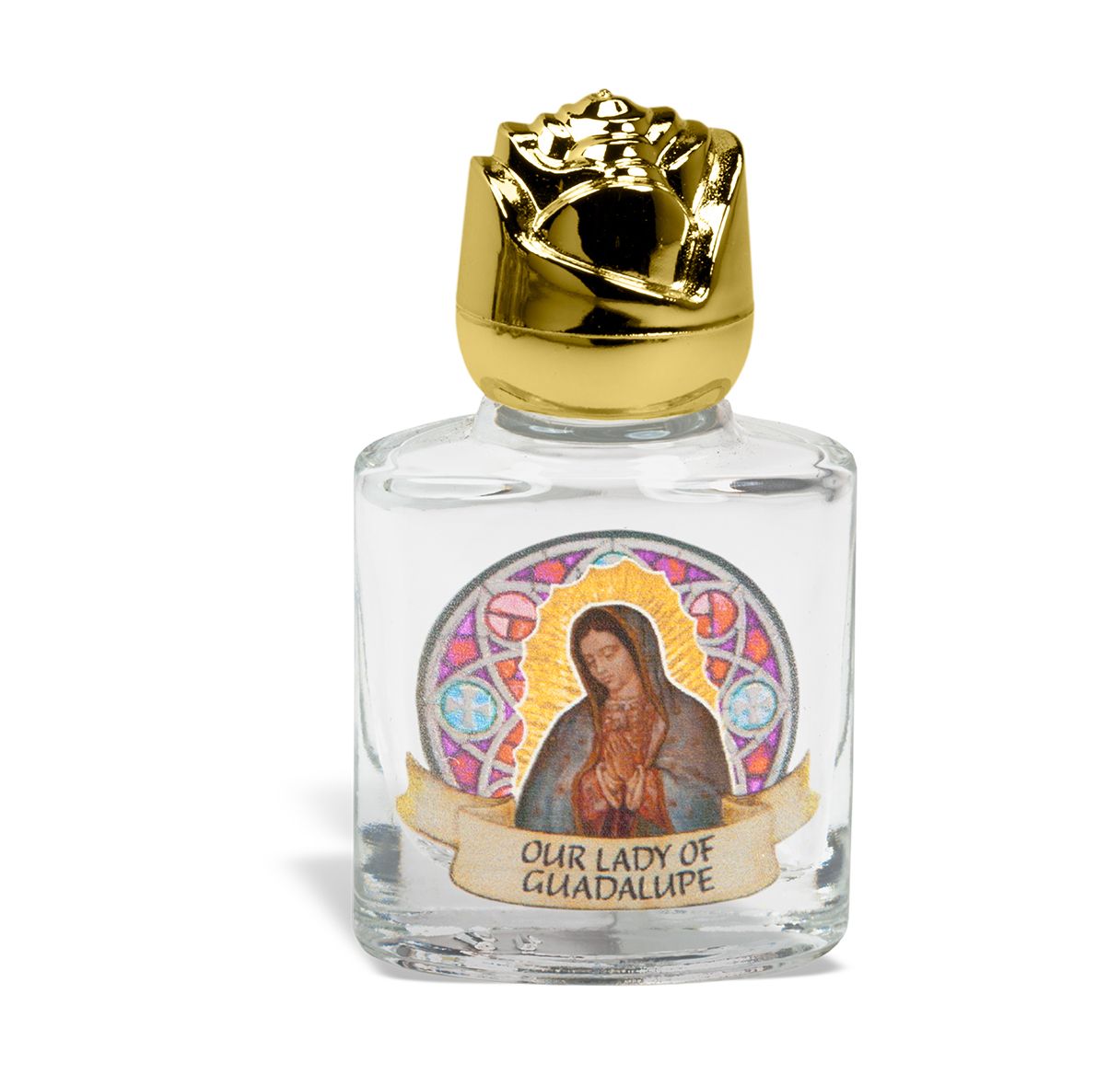 8 ml. 2" Glass Water Bottle with Gold Rose Cap