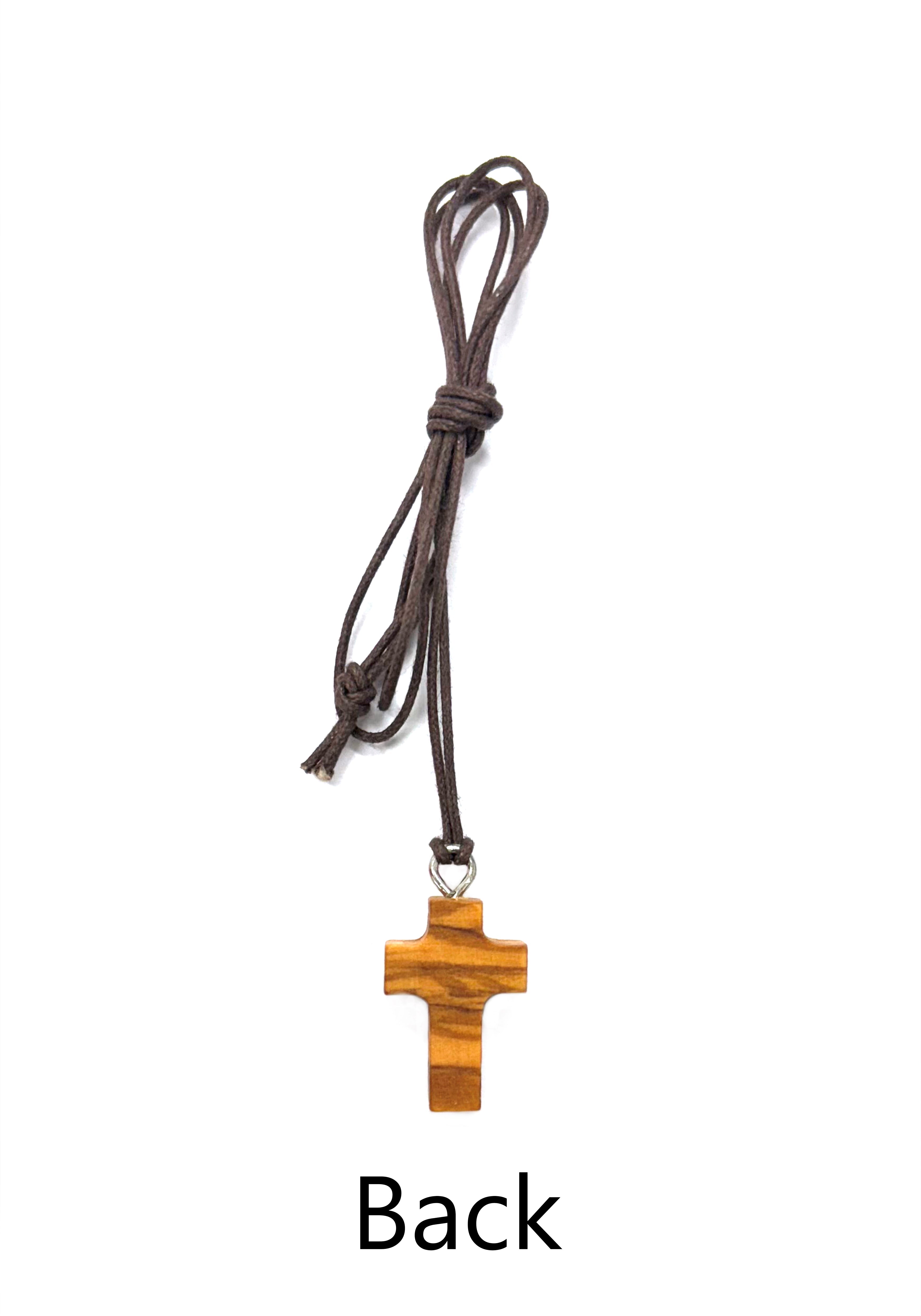 Olive wood Saint Benedict Cross with brown cord