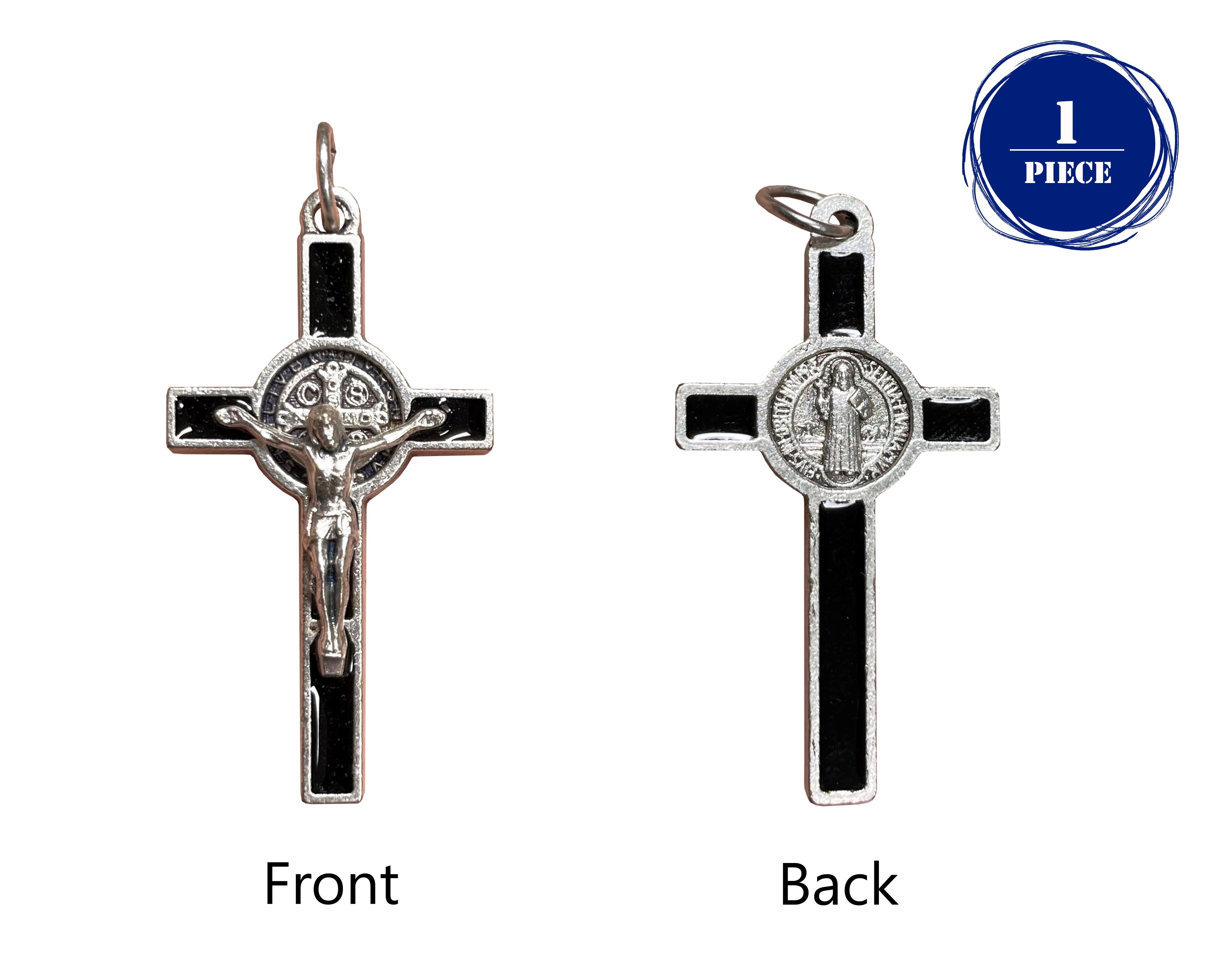 Saint Benedict Crucifix with colors enamel accented 1.5"