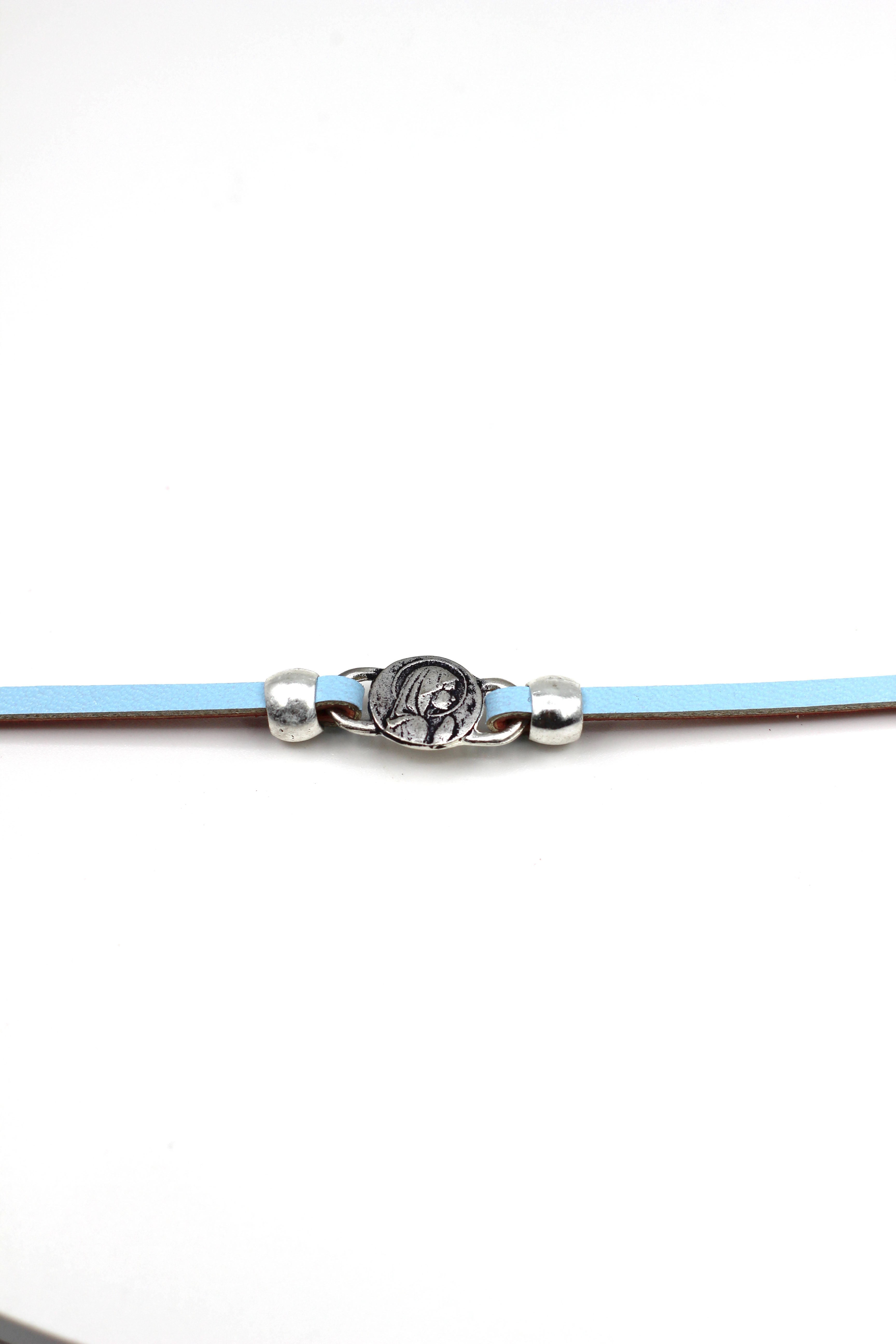 Girls Bracelet of The Guardian Angel handmade jewelry with a Single Leather Strap by Graciela's Collection