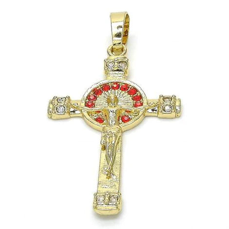 Medium crucifix red and white cristals with 20” chain