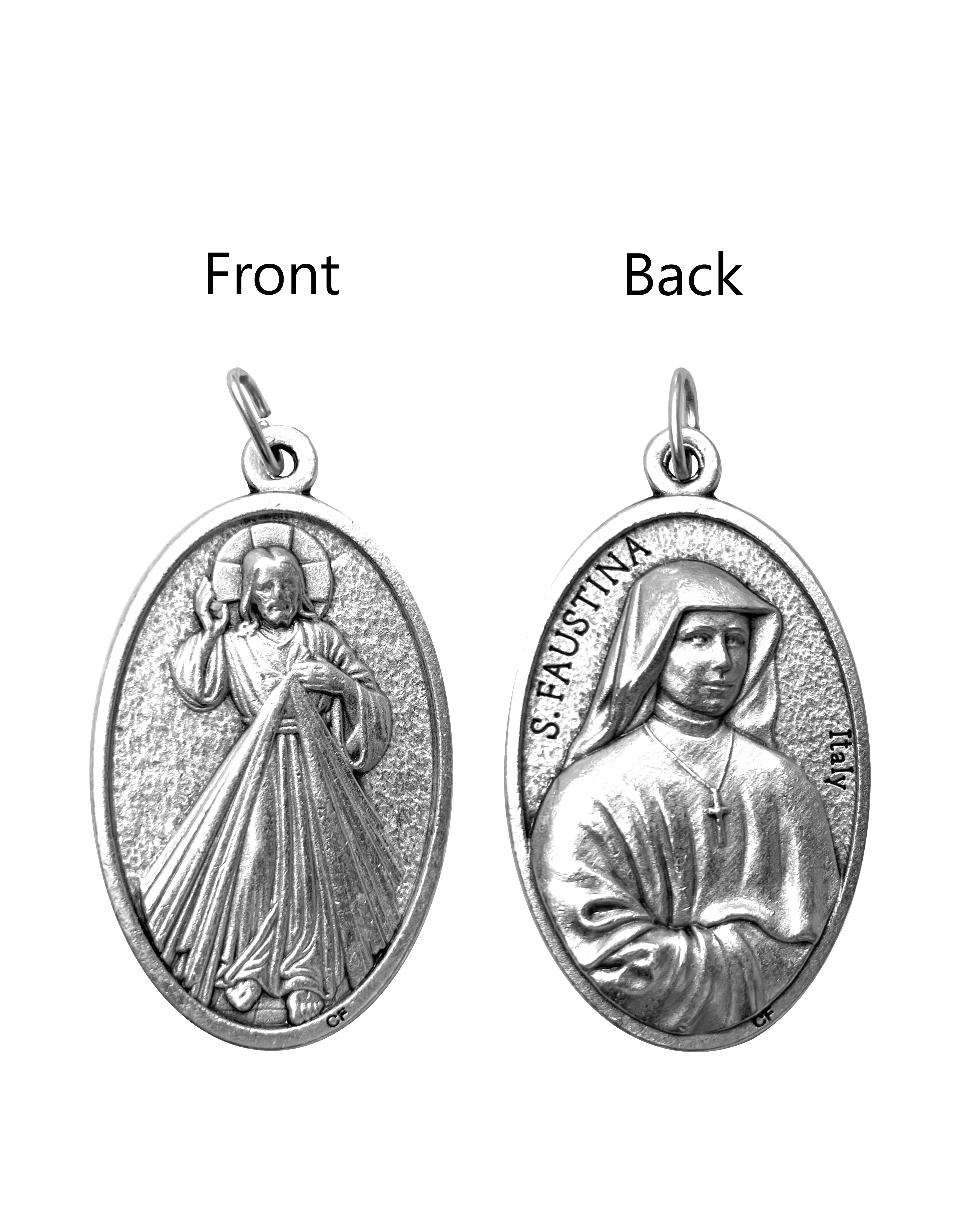 Saints Medals in oxidized silver made in Italy 1.5" x 1.0"