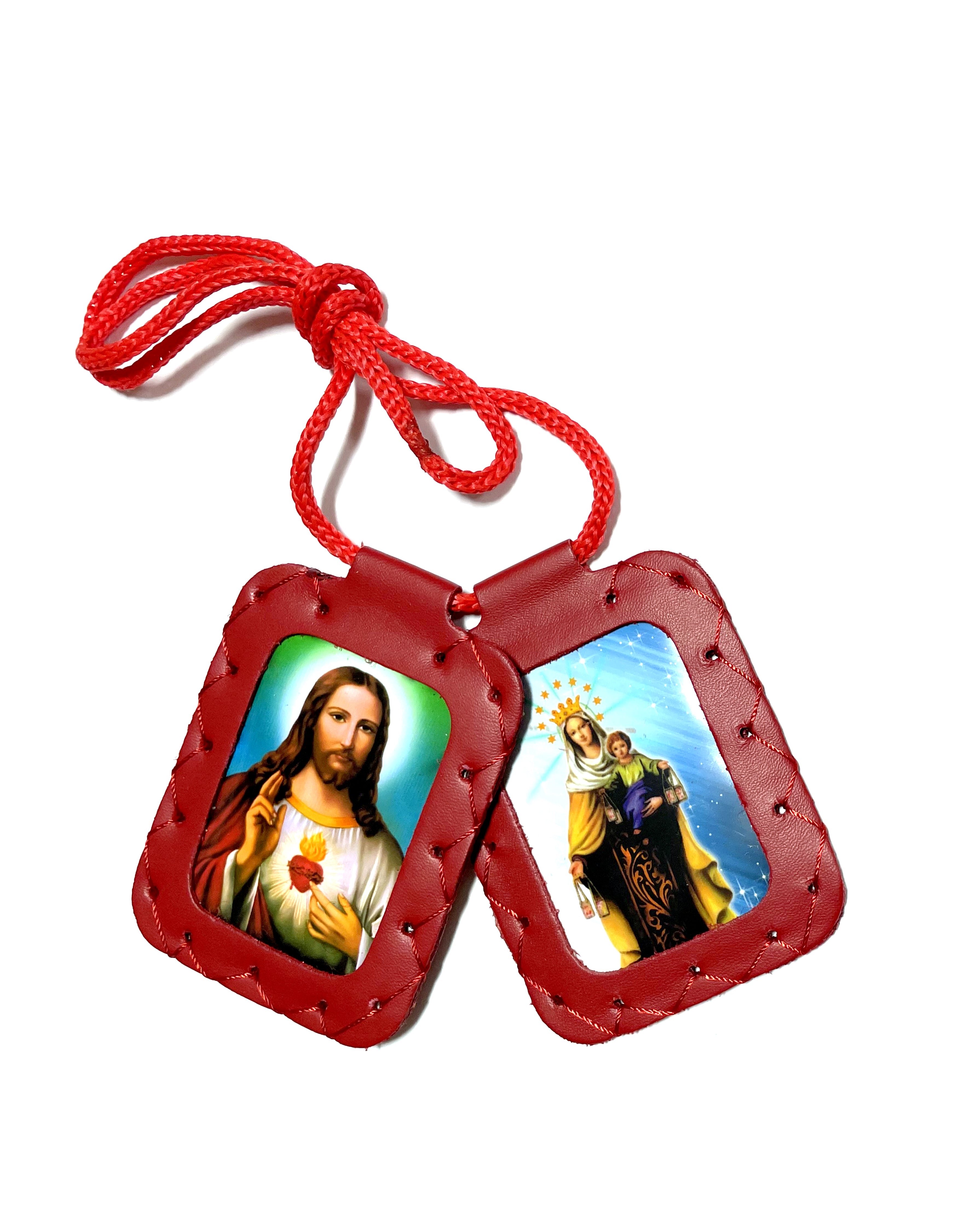 Extra large leather scapular, Escapulario de cuero extra grande