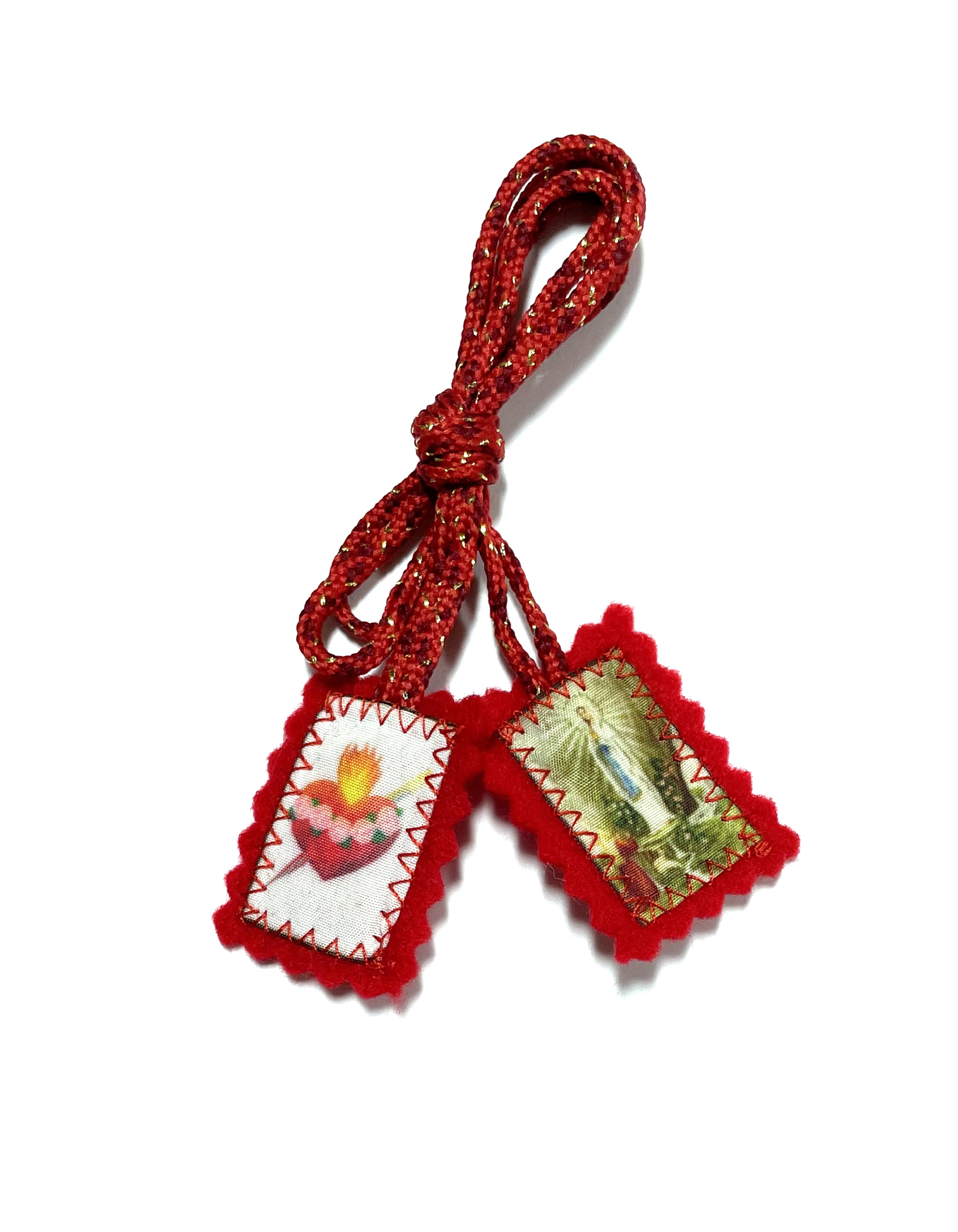 Scapular of Our Lady of Lourdes and Sacred Heart of Jesus. Escapulario de Nuestra señora de Lourdes y El sagrado corazón de Jesús
