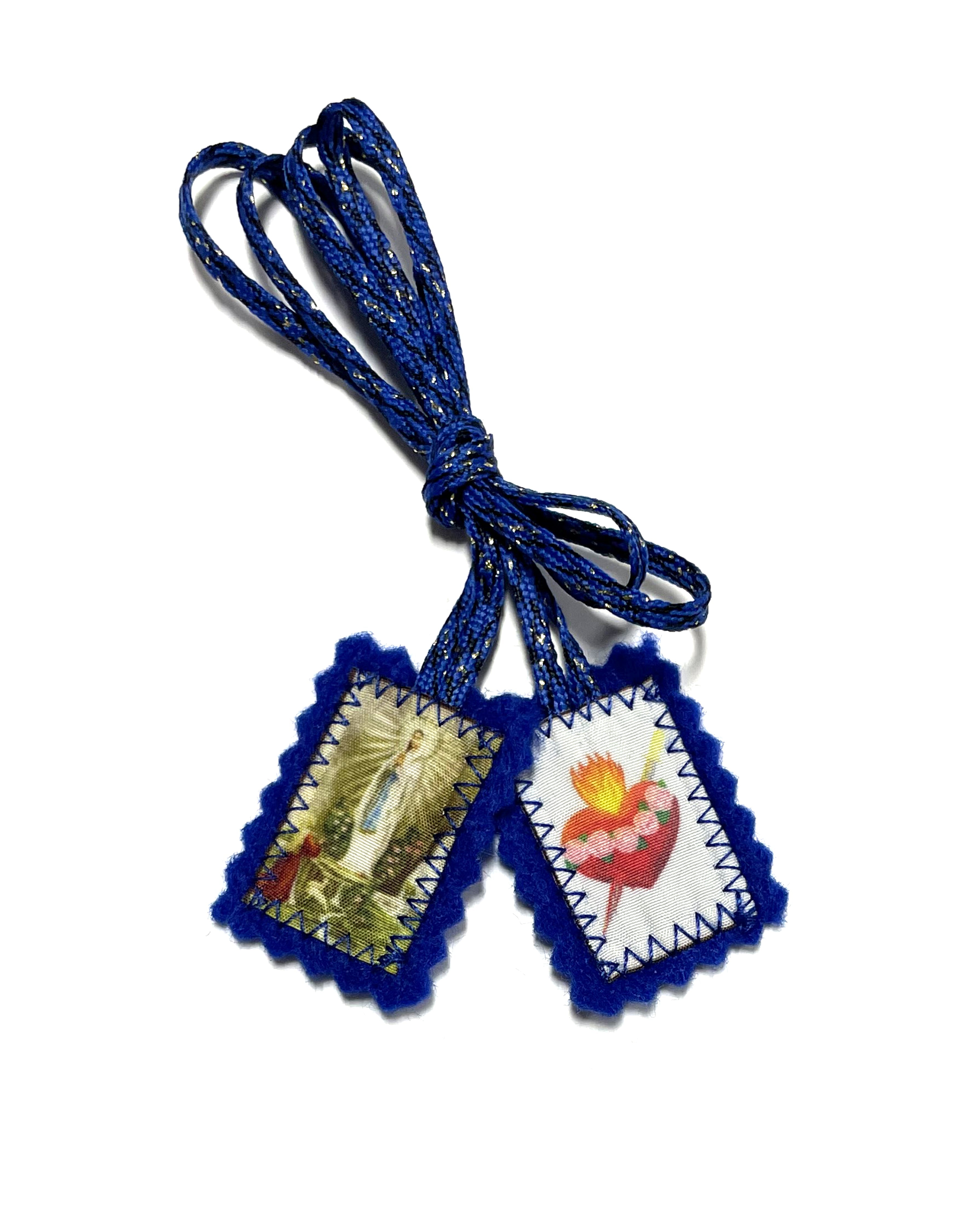 Scapular of Our Lady of Lourdes and Sacred Heart of Jesus. Escapulario de Nuestra señora de Lourdes y El sagrado corazón de Jesús