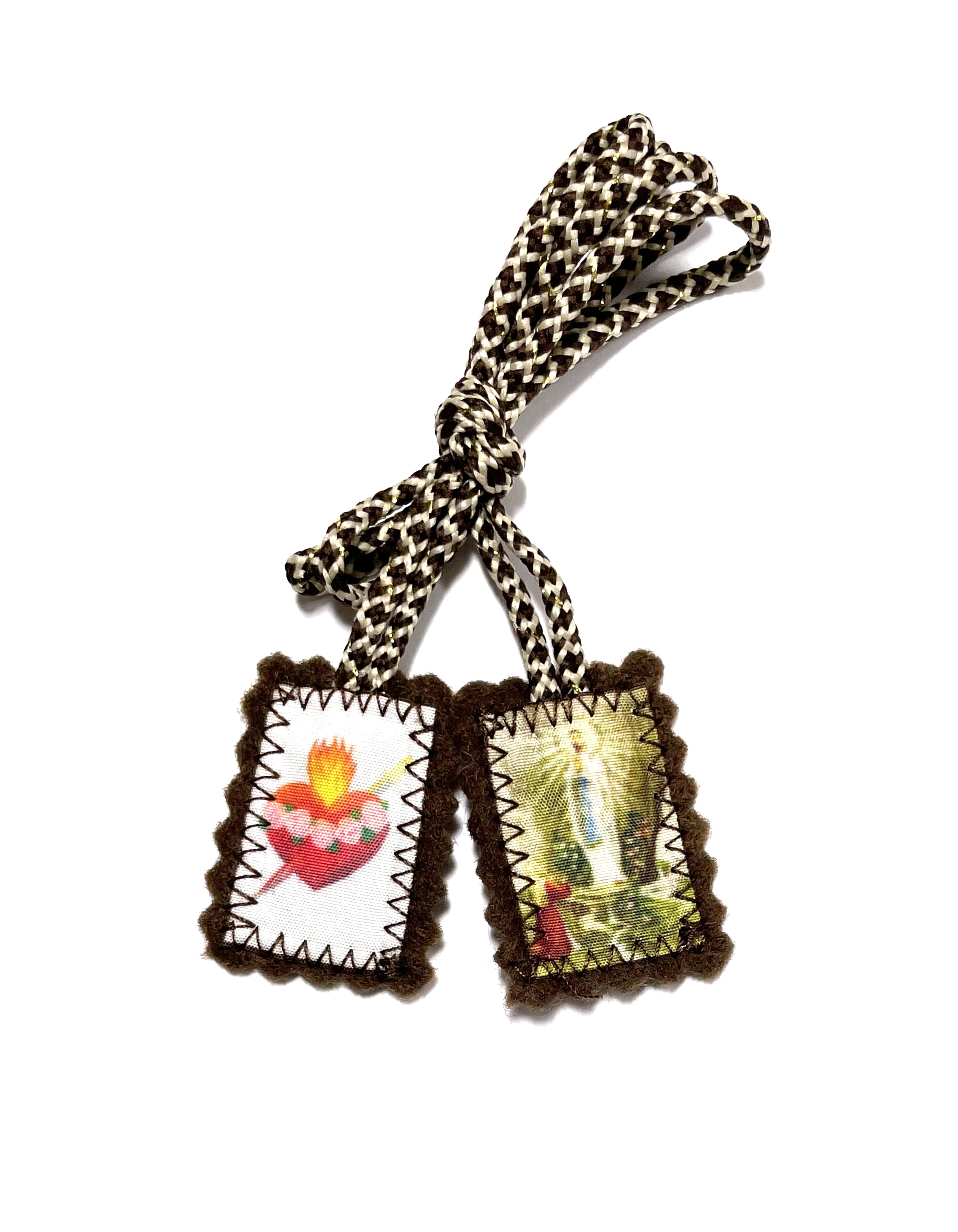 Scapular of Our Lady of Lourdes and Sacred Heart of Jesus. Escapulario de Nuestra señora de Lourdes y El sagrado corazón de Jesús