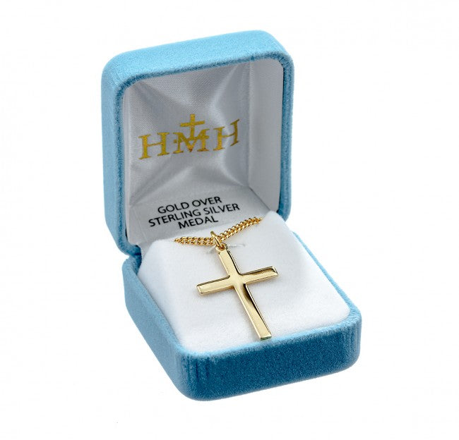 Gold Over Sterling Silver Plain Cross