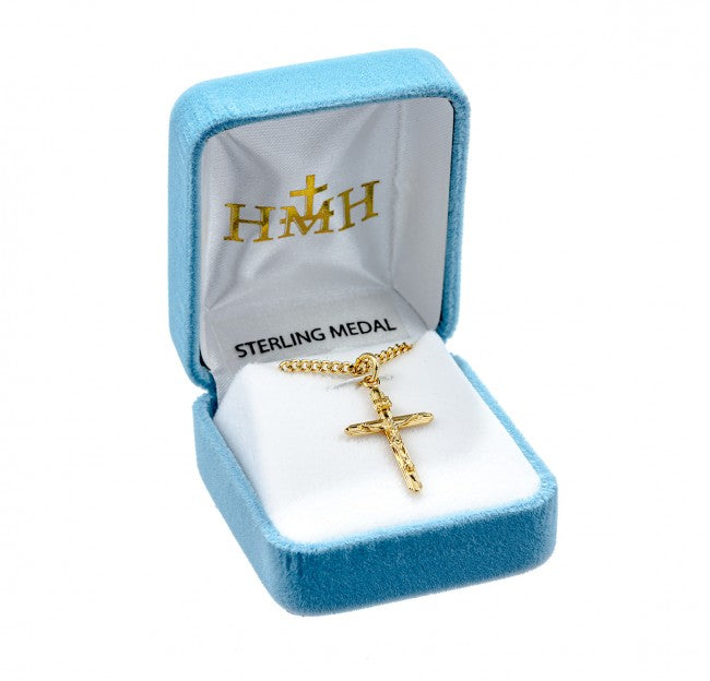 Stream Lined Gold Over Sterling Silver Crucifix