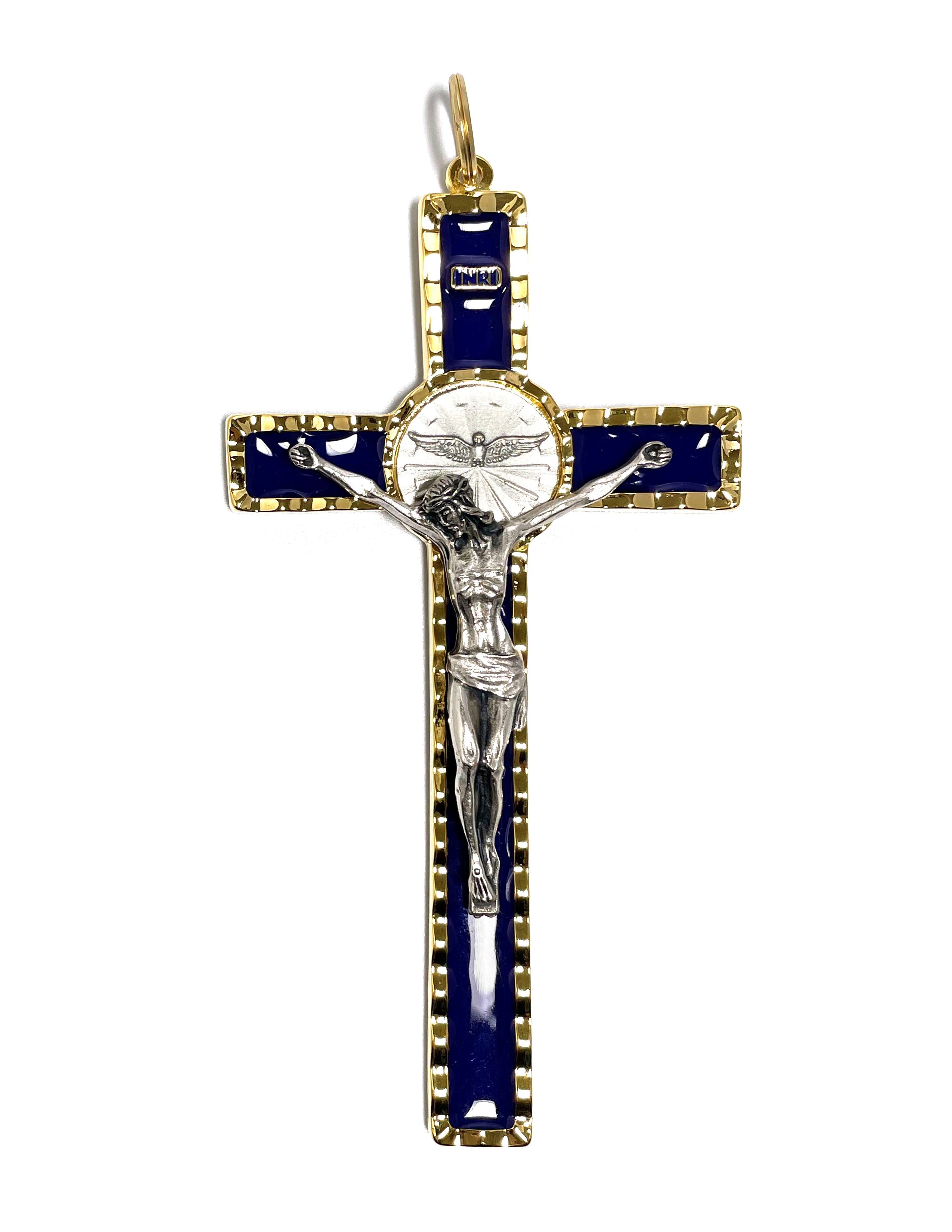 Holy Spirit Crucifix with enamel colors and gold and silver tone