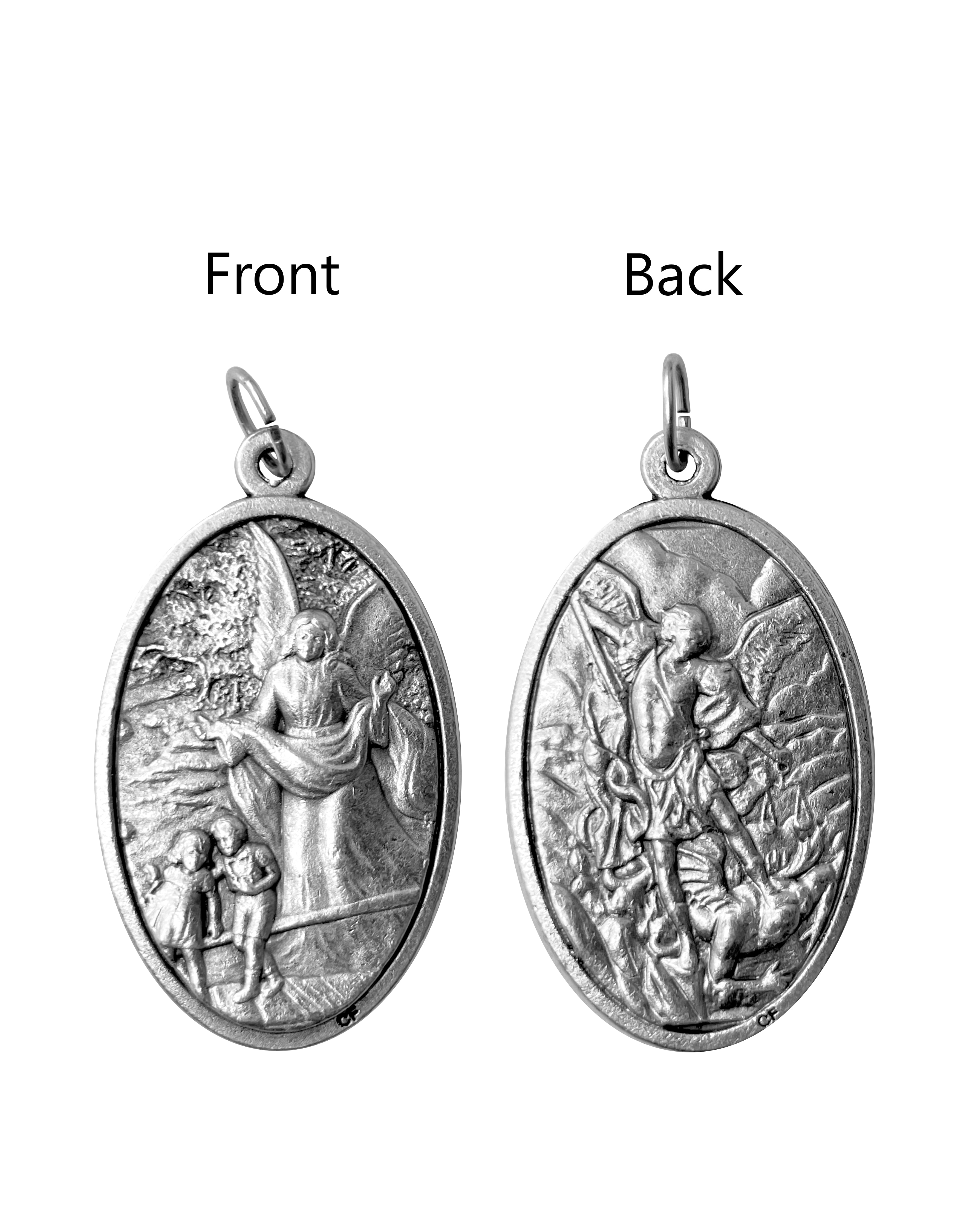 Saints Medals in oxidized silver made in Italy 1.5" x 1.0"